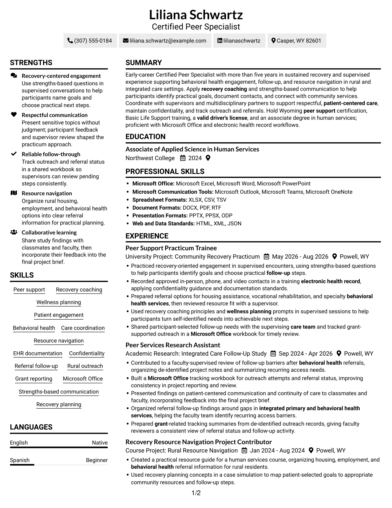 Resume example — page 1