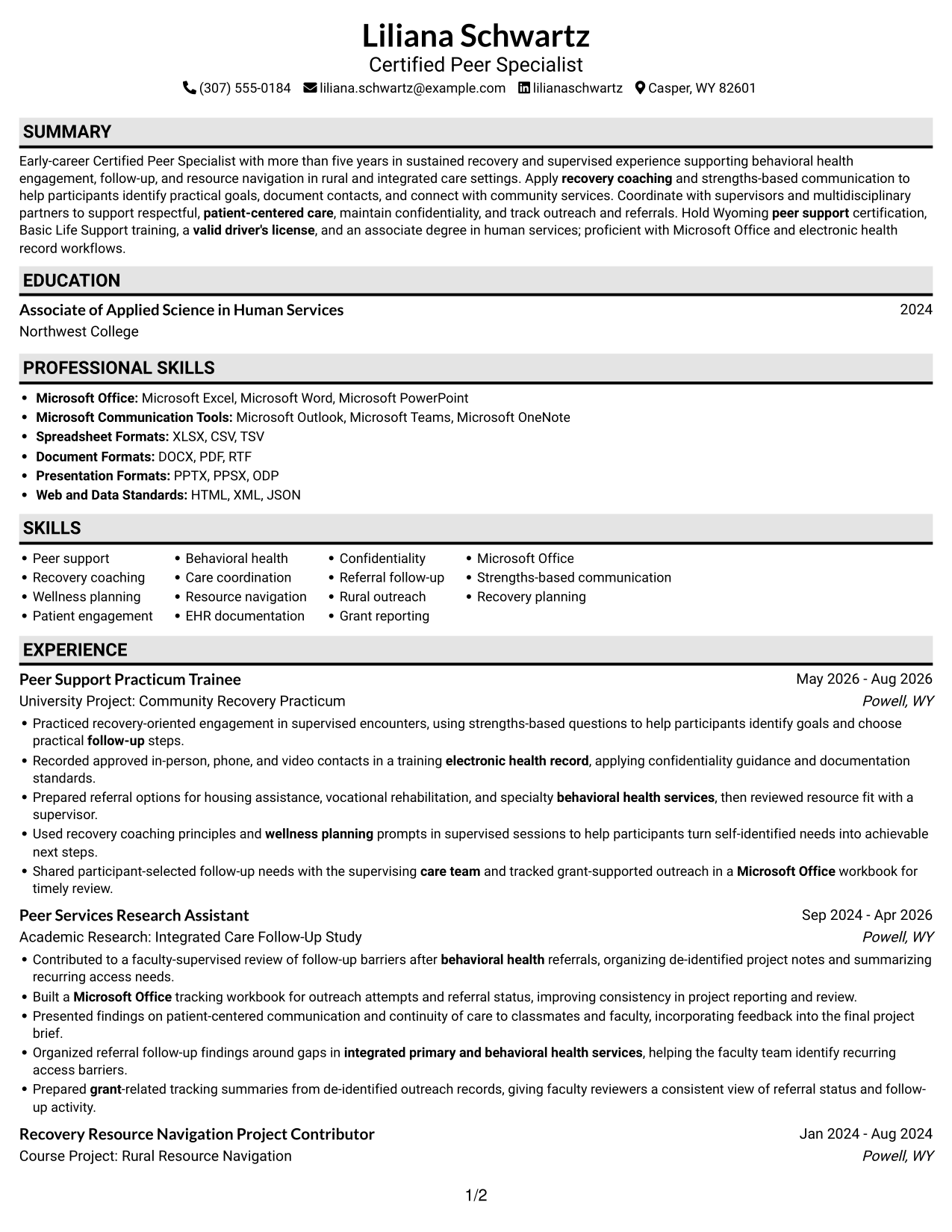 Resume example — page 1