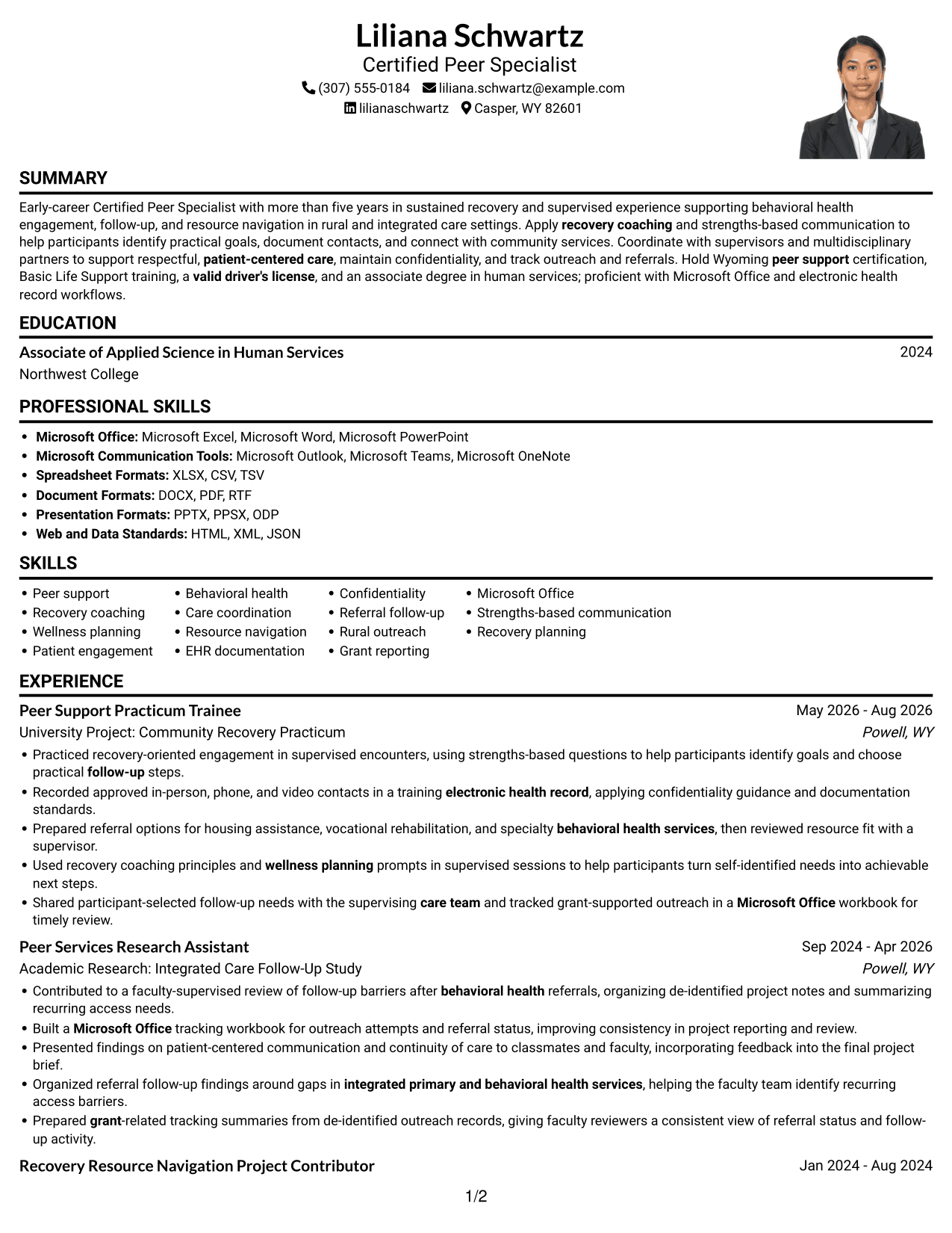 Resume example — page 1