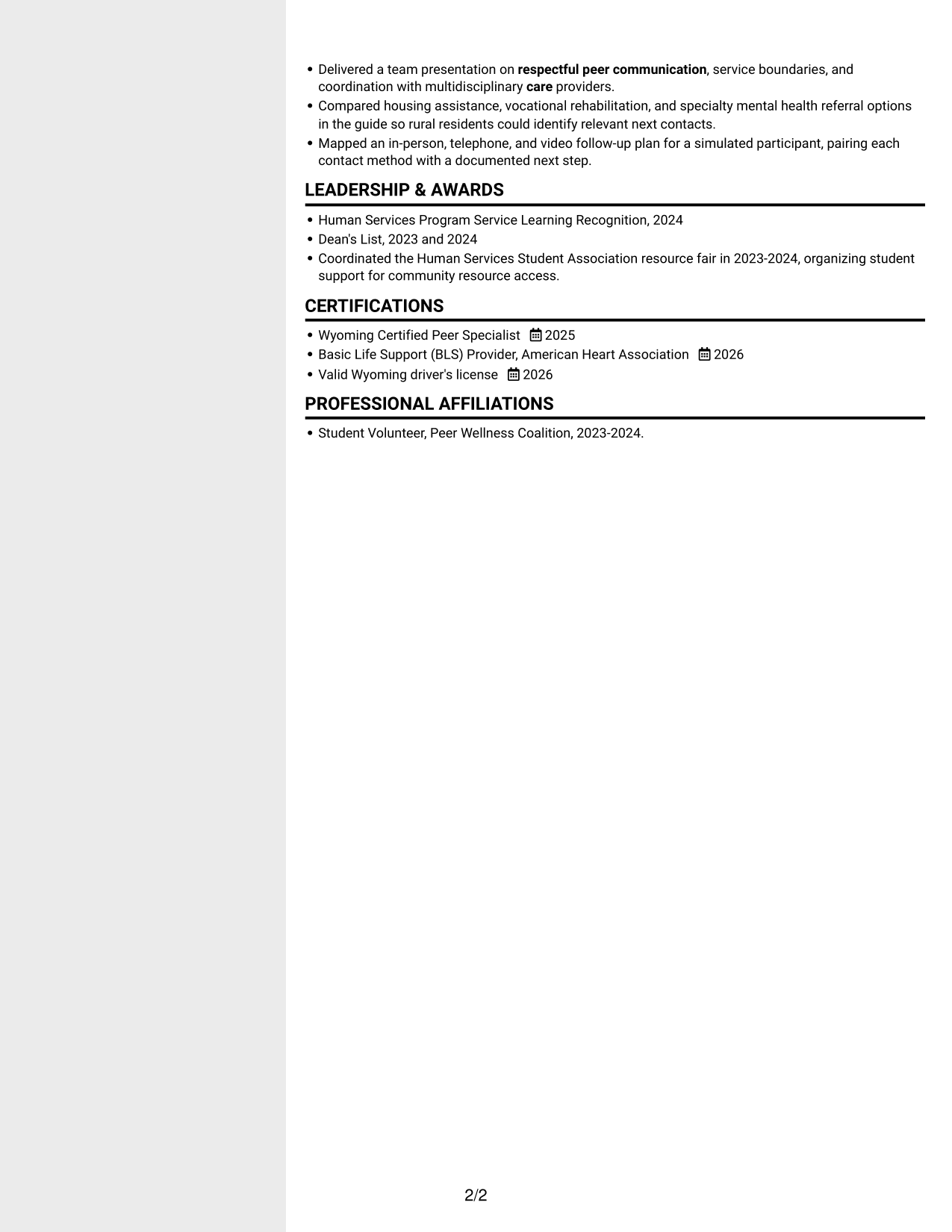Resume example — page 2