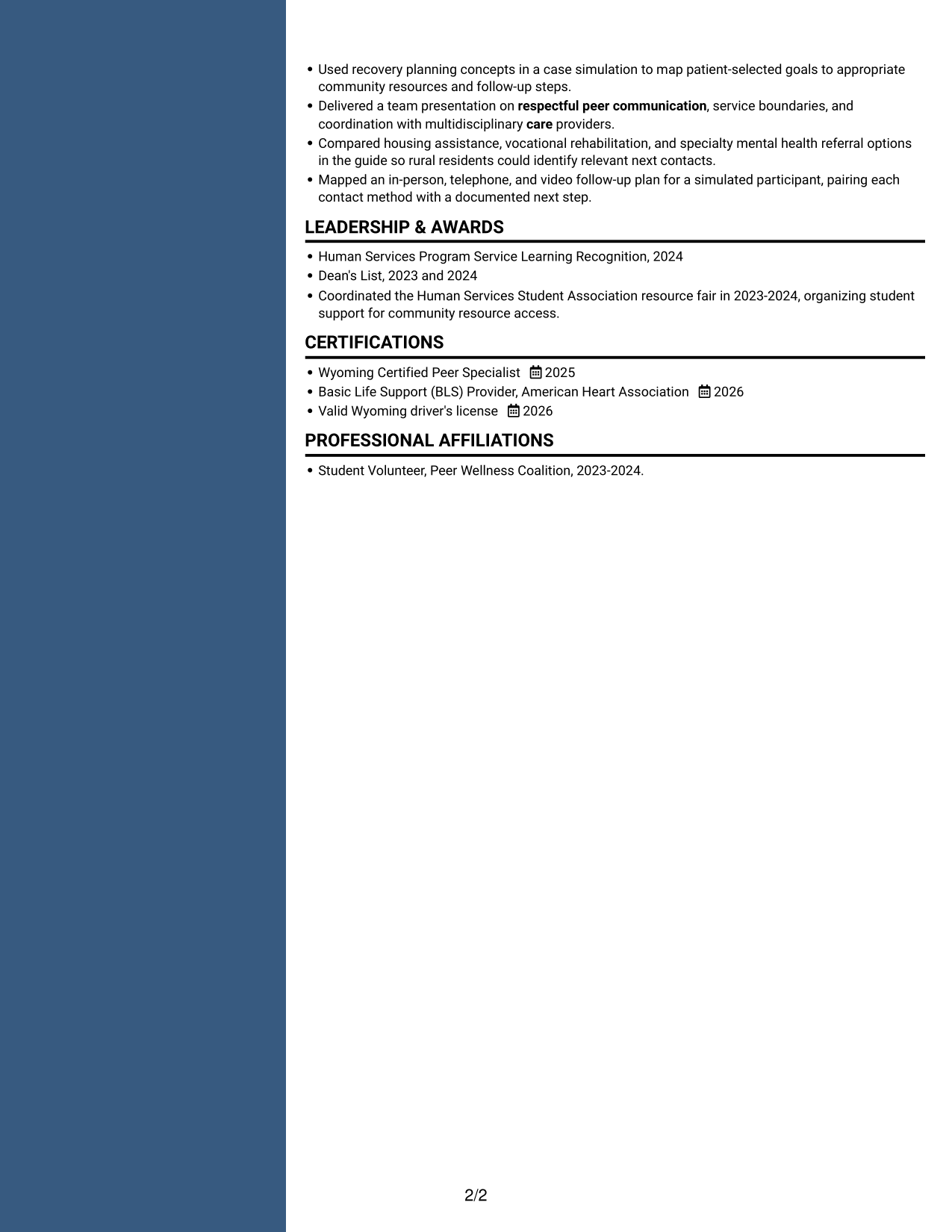Resume example — page 2