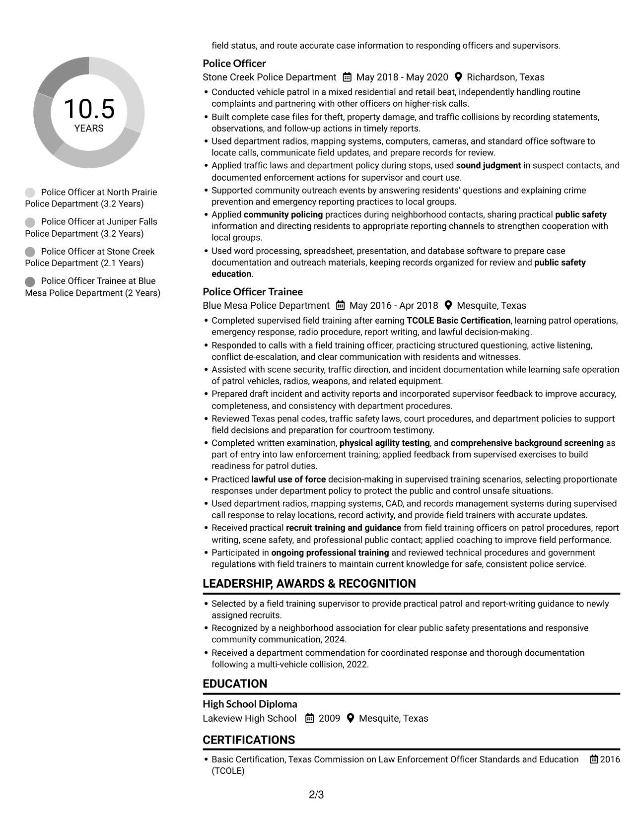Resume example — page 2