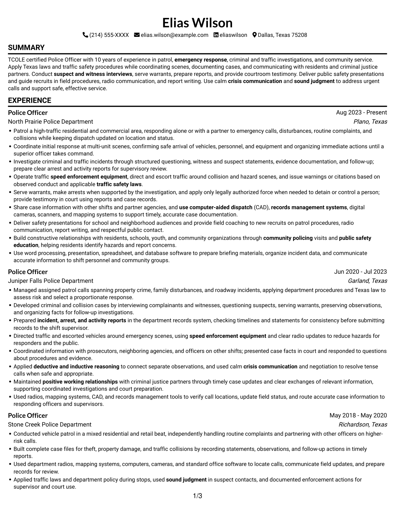 Resume example — page 1