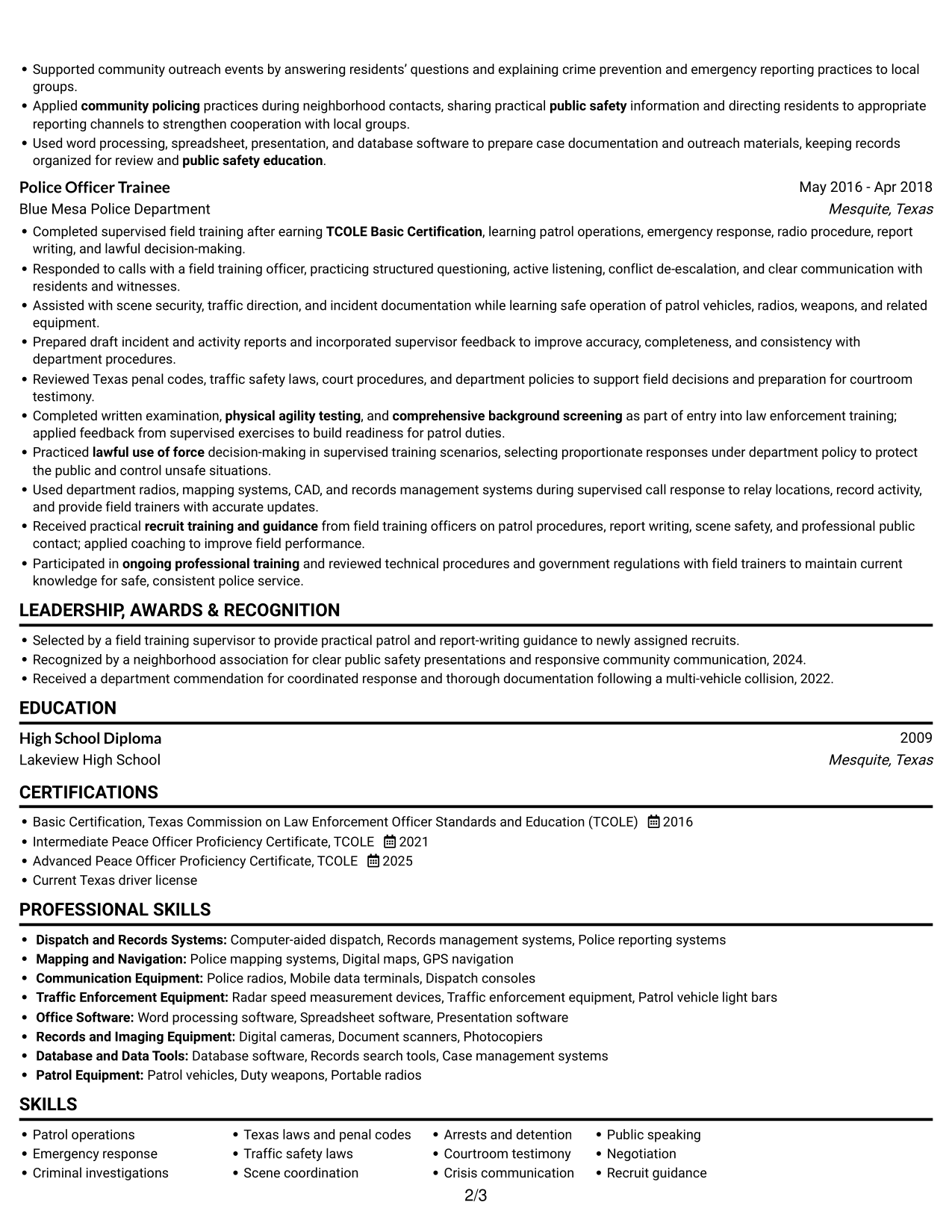 Resume example — page 2