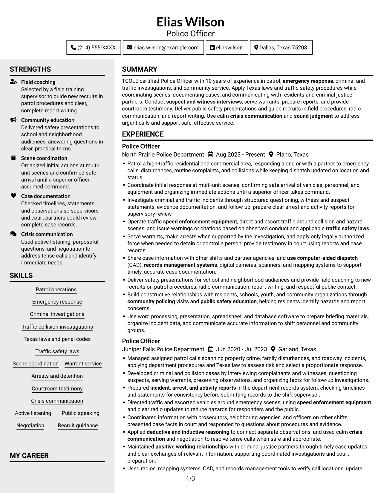 Resume example — page 1