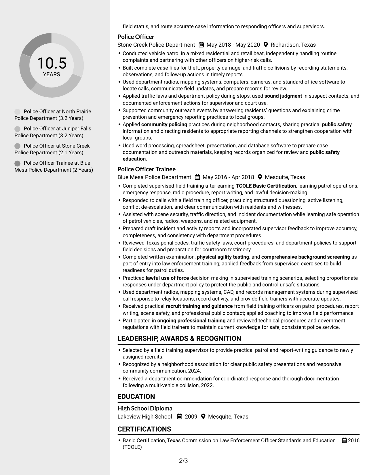 Resume example — page 2