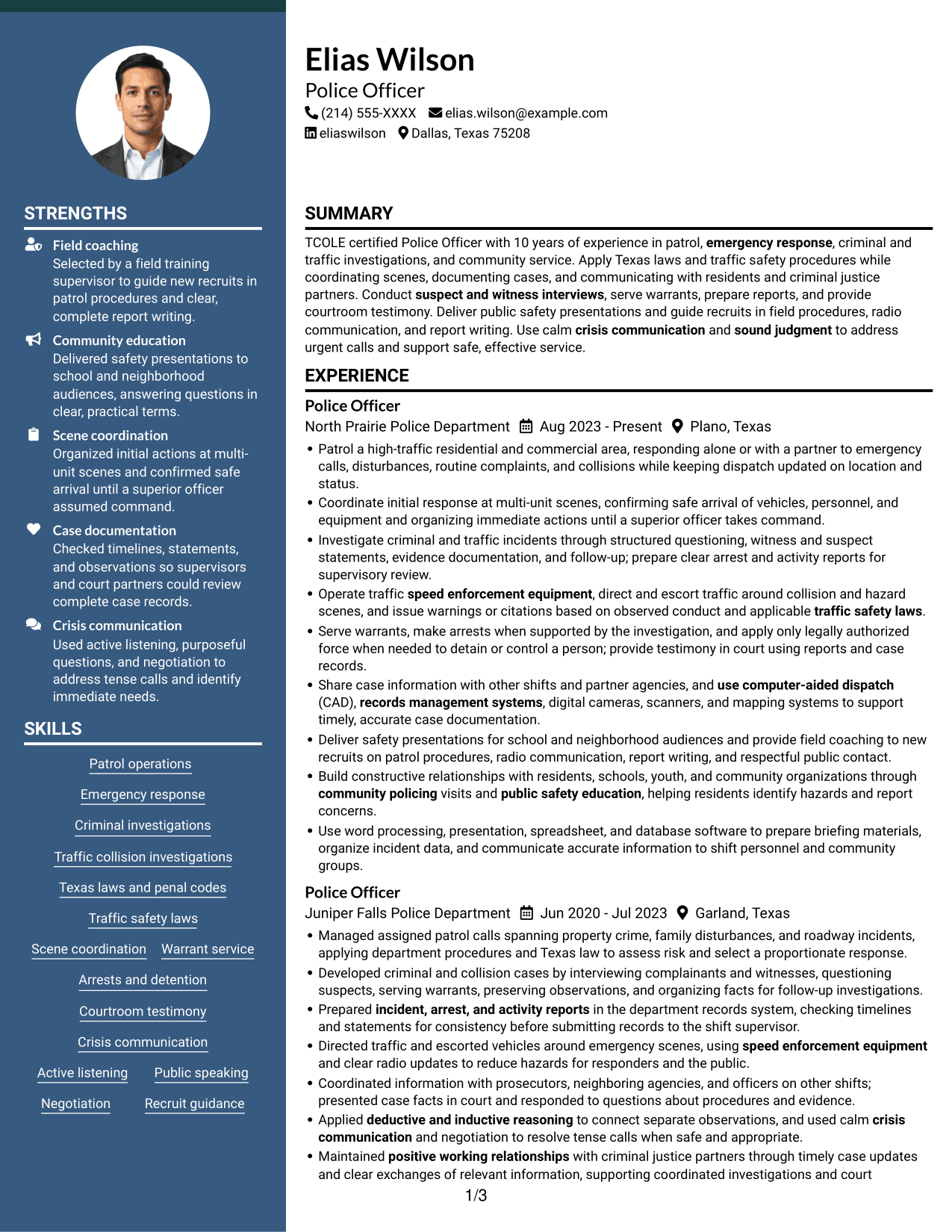 Resume example — page 1