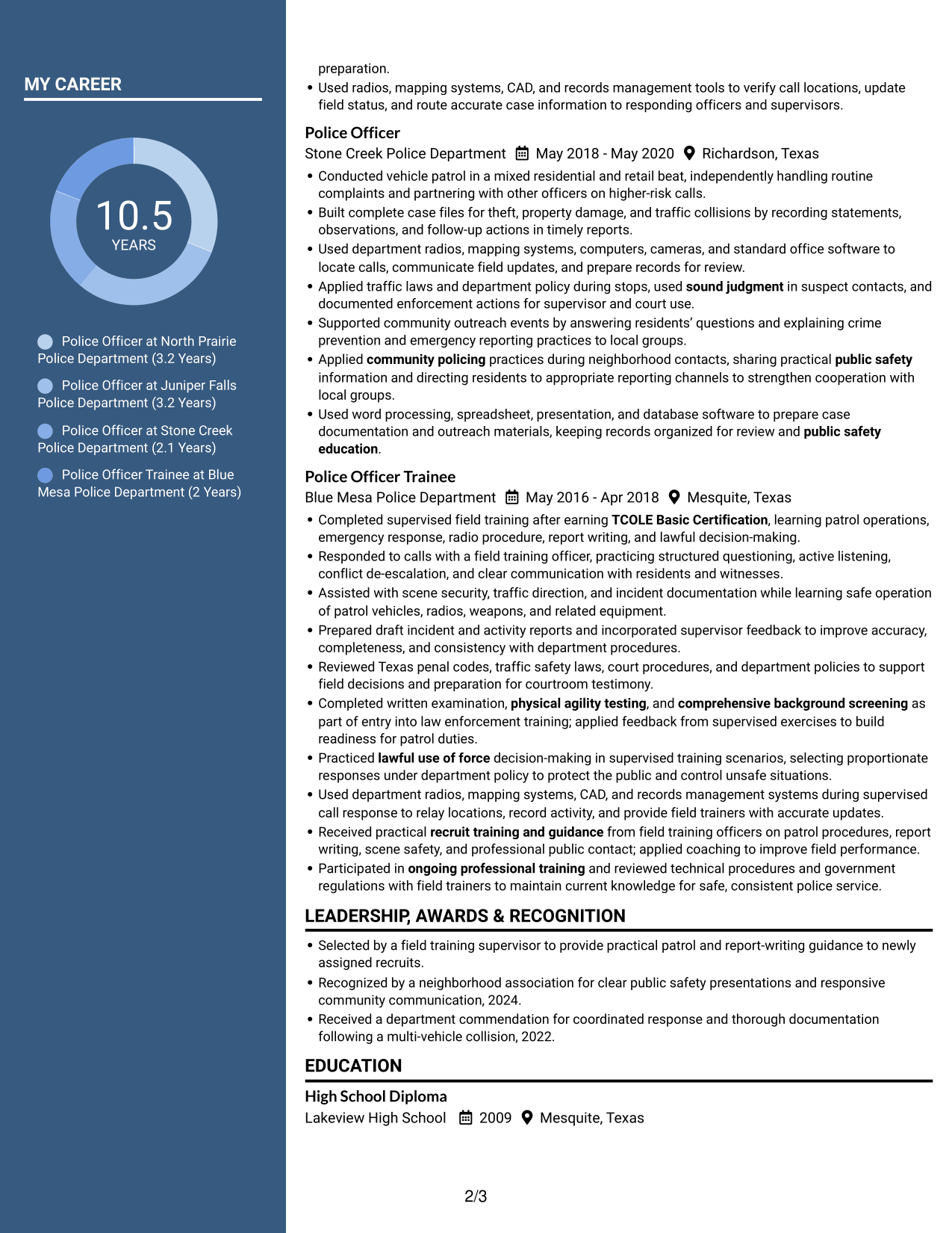 Resume example — page 2