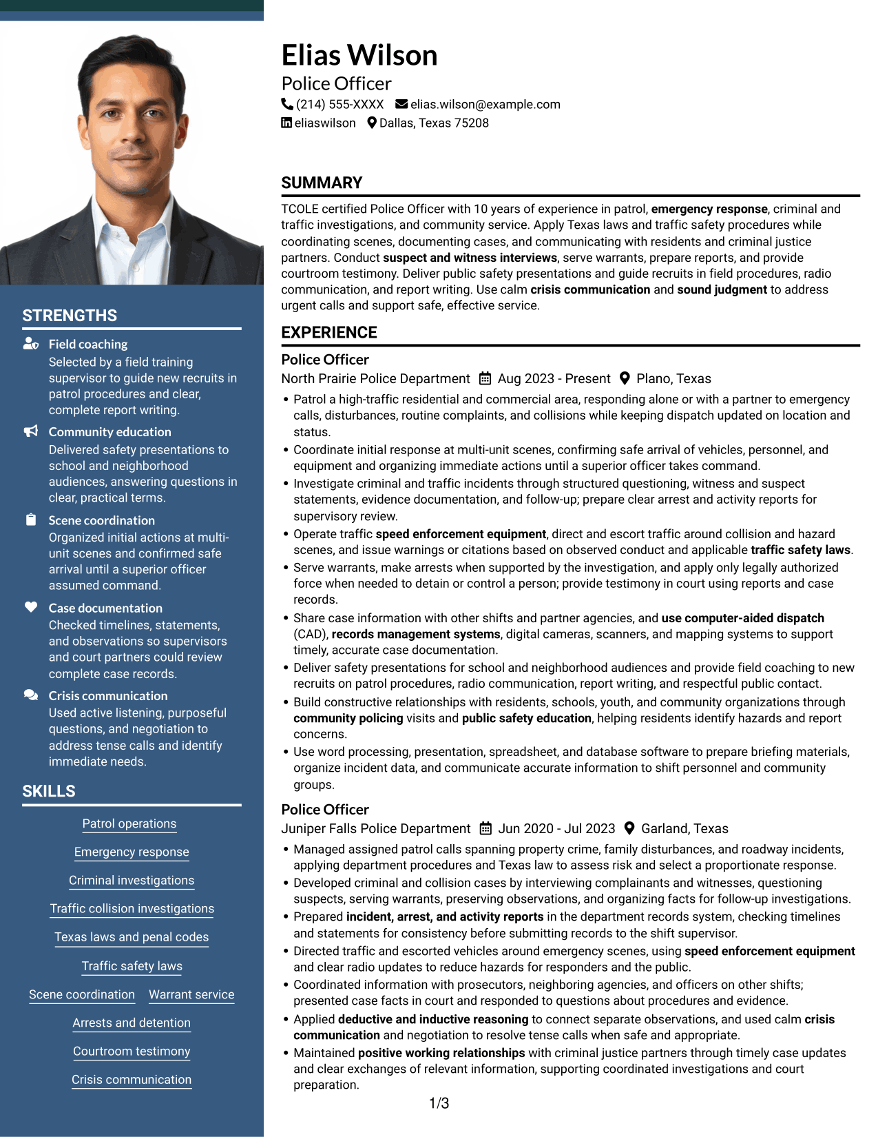 Resume example — page 1