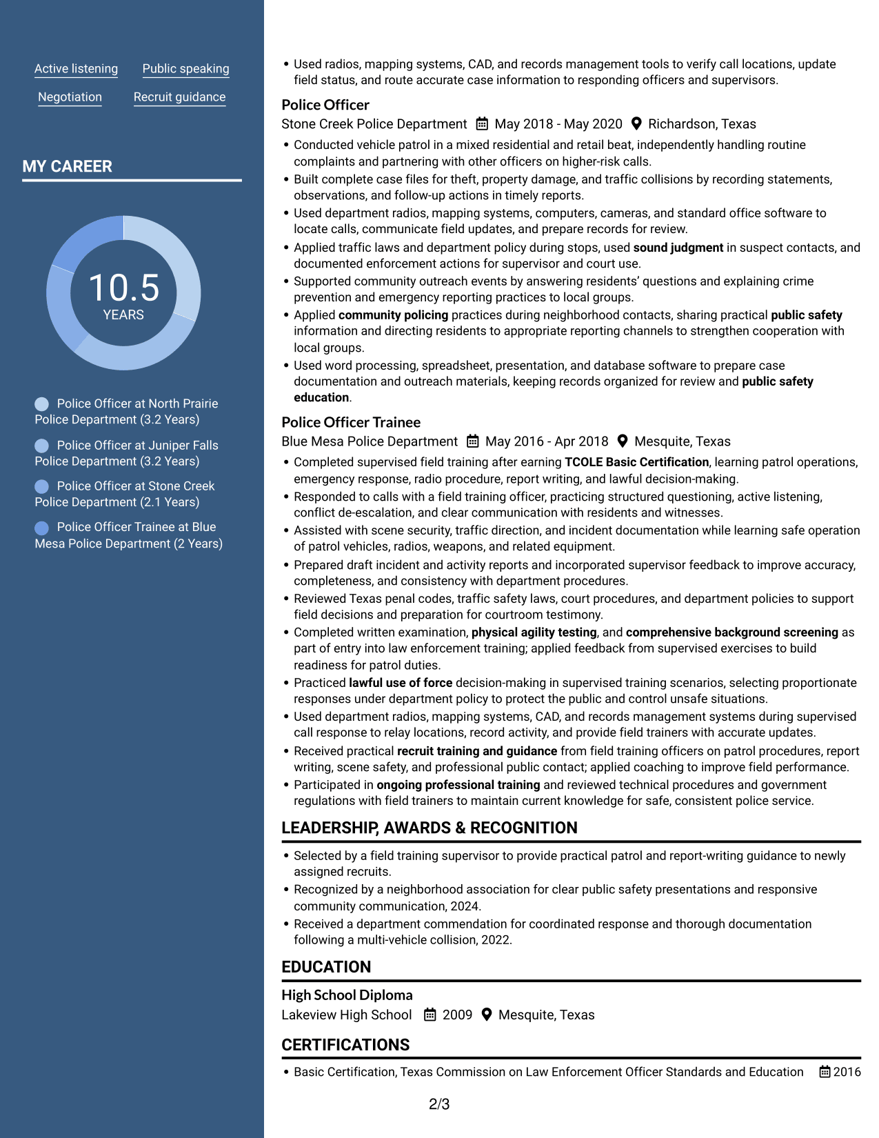 Resume example — page 2