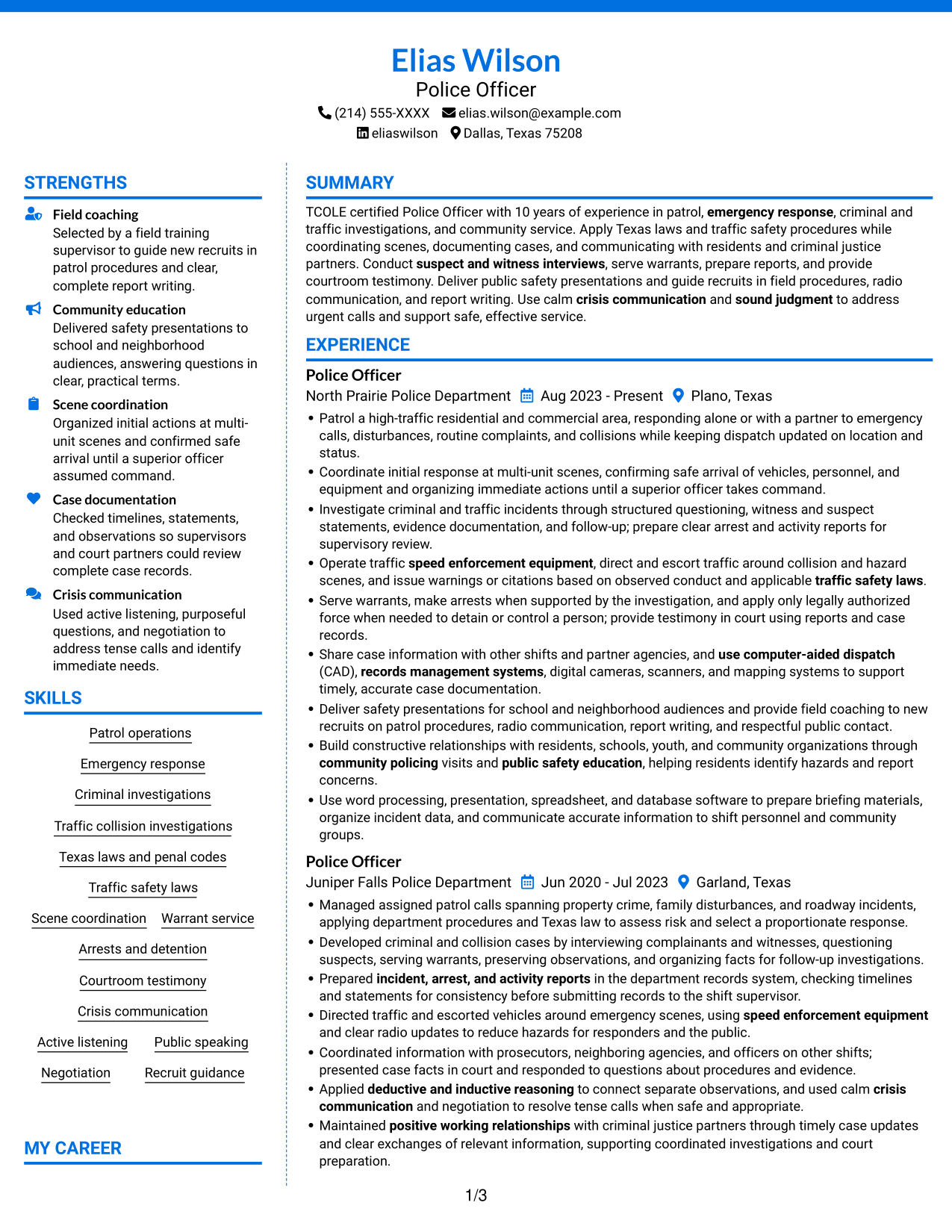 Resume example — page 1