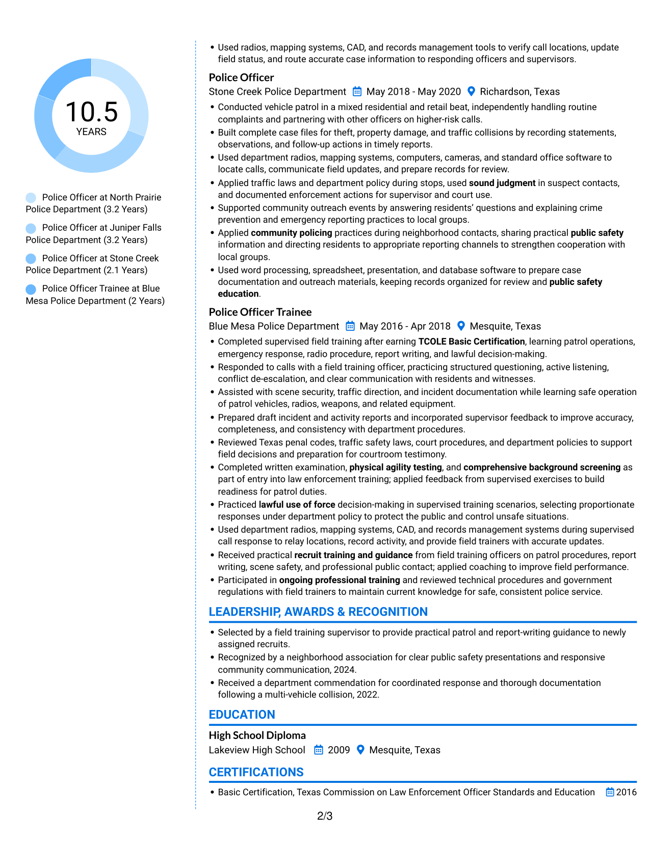 Resume example — page 2
