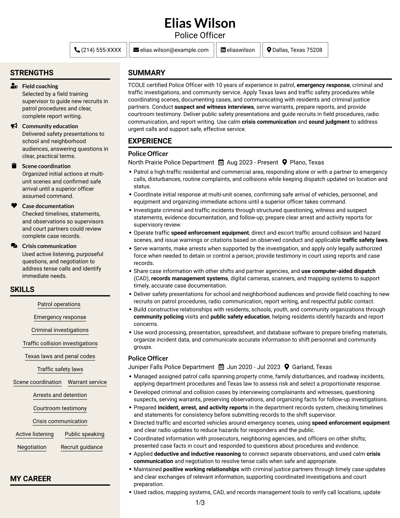 Resume example — page 1