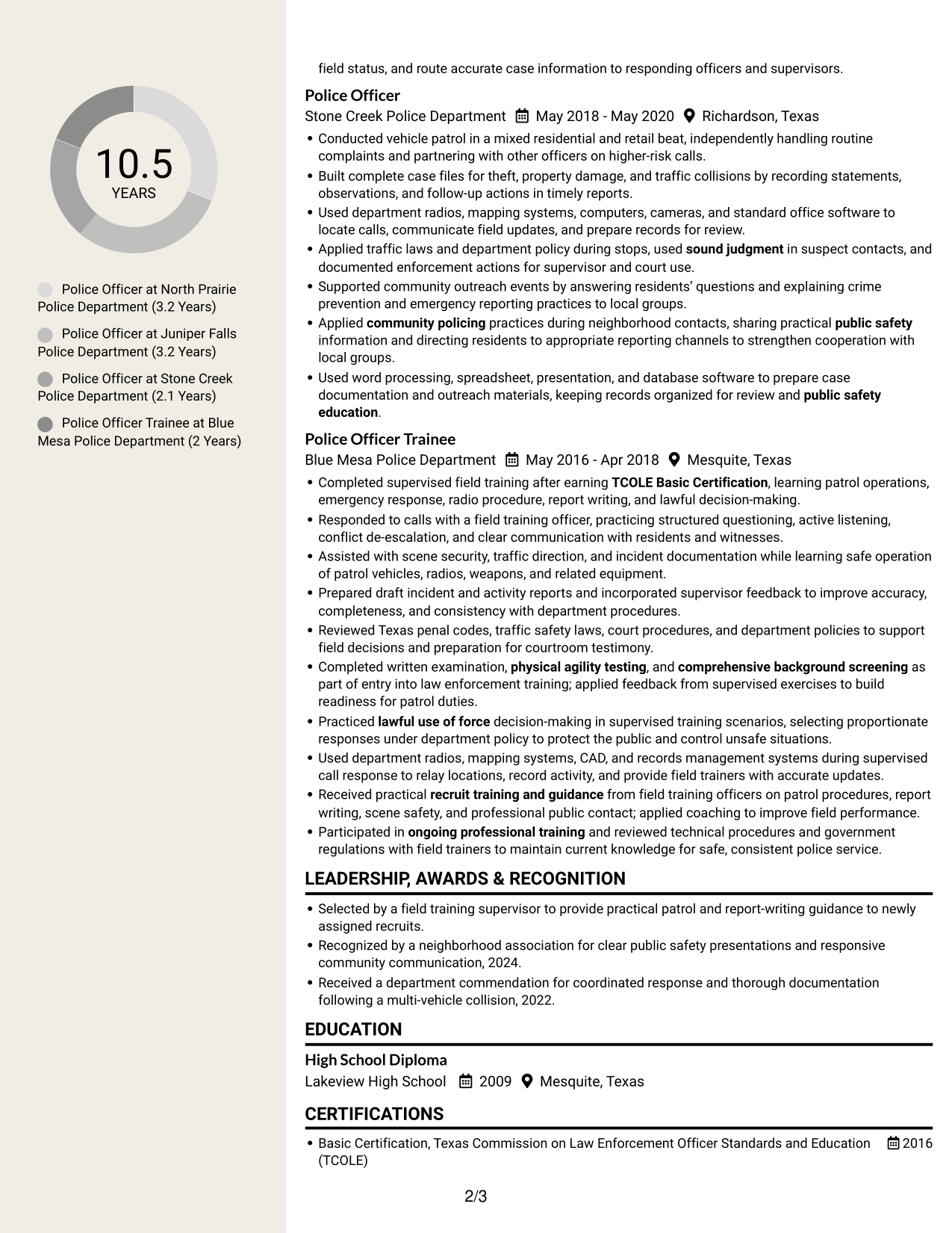 Resume example — page 2