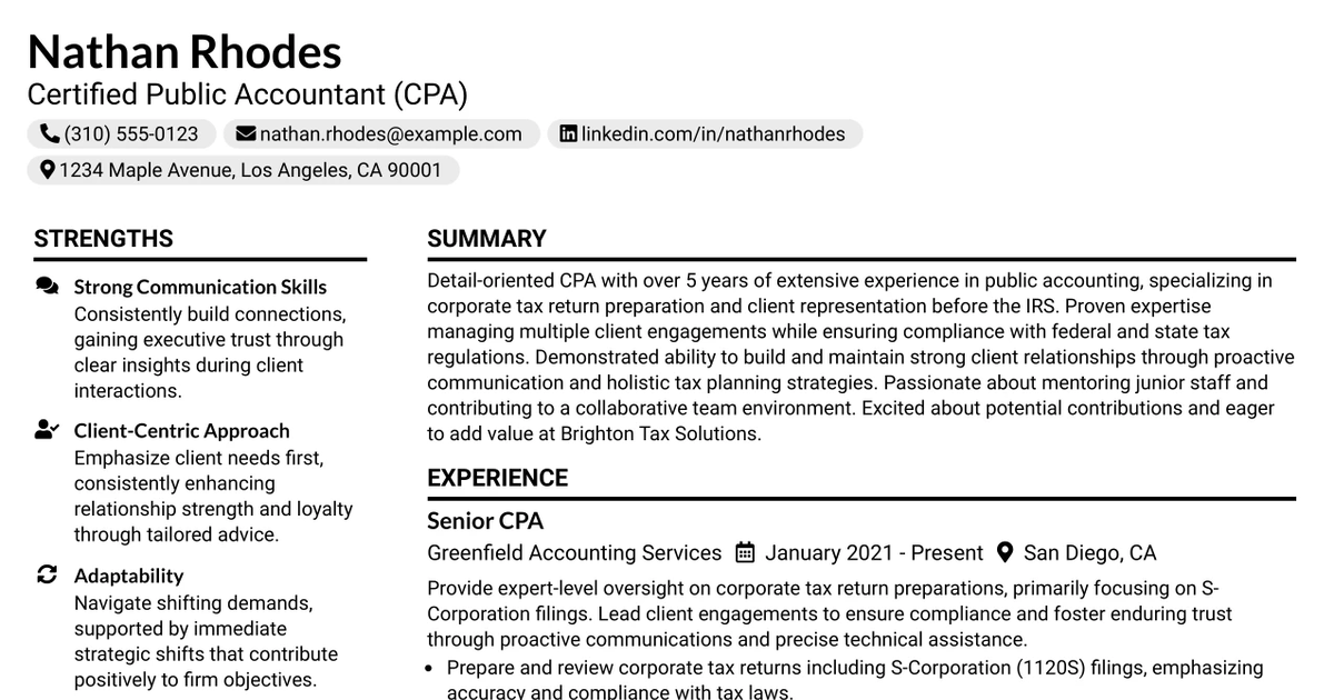 33 Certified Public Accountant (CPA) Resume Templates with Example 2026 (ATS-Optimized)