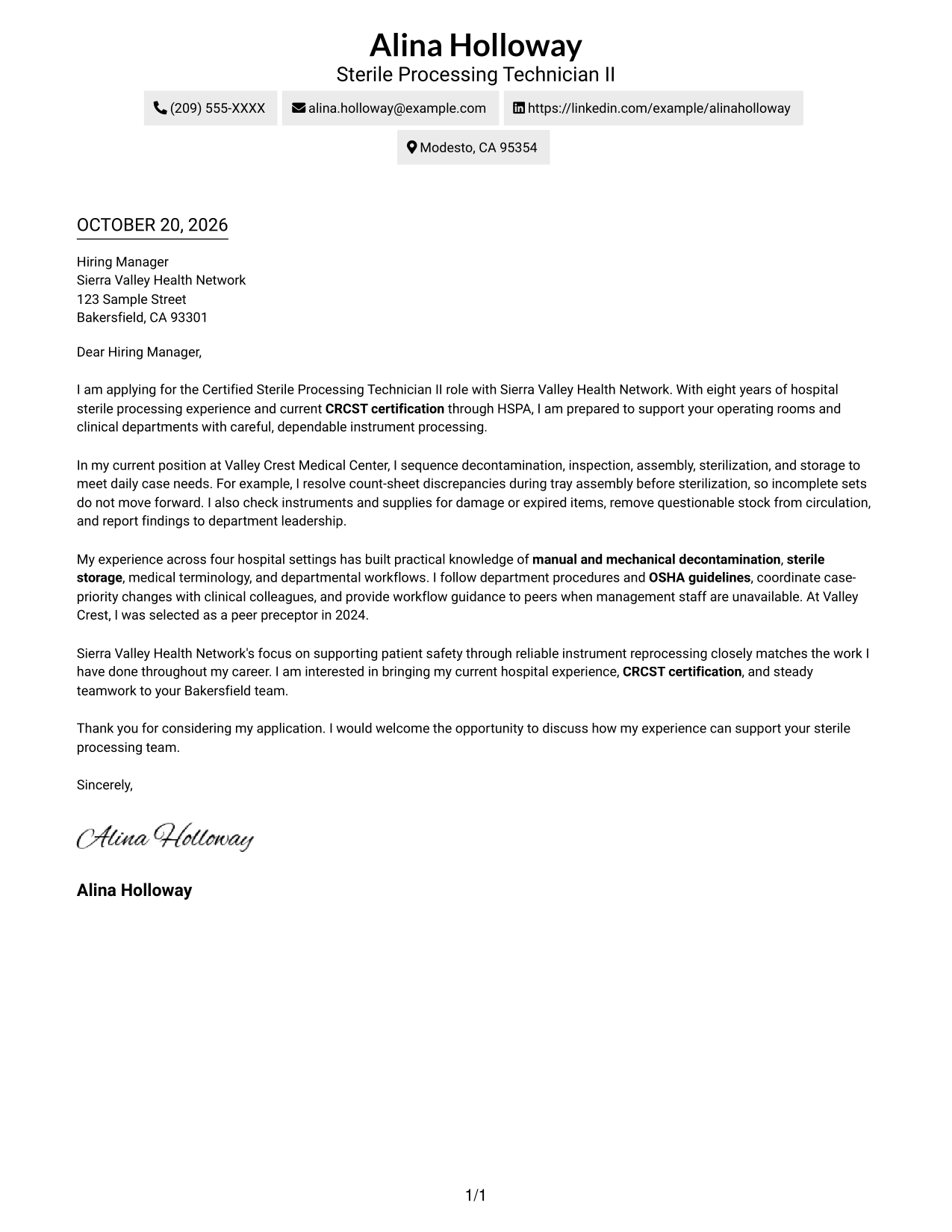 Cover letter example — page 1