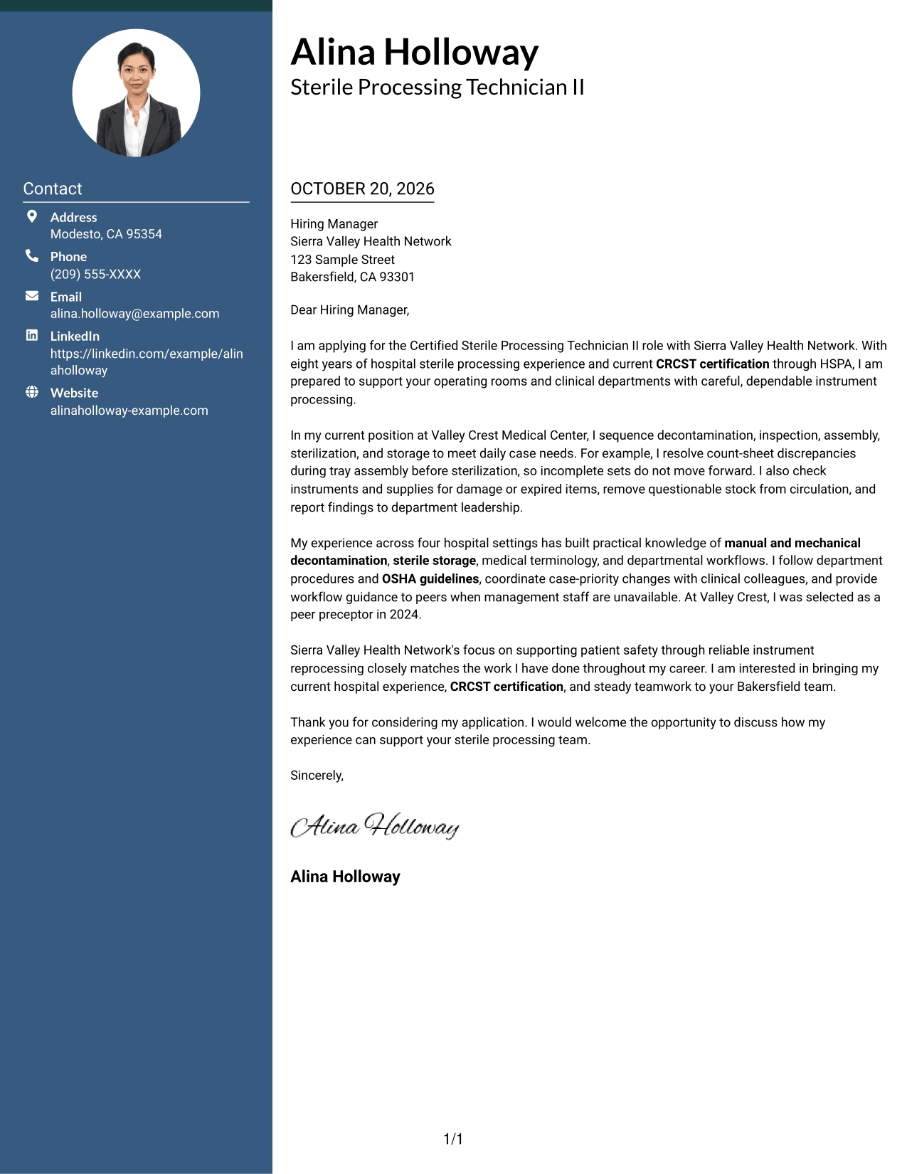 Cover letter example — page 1
