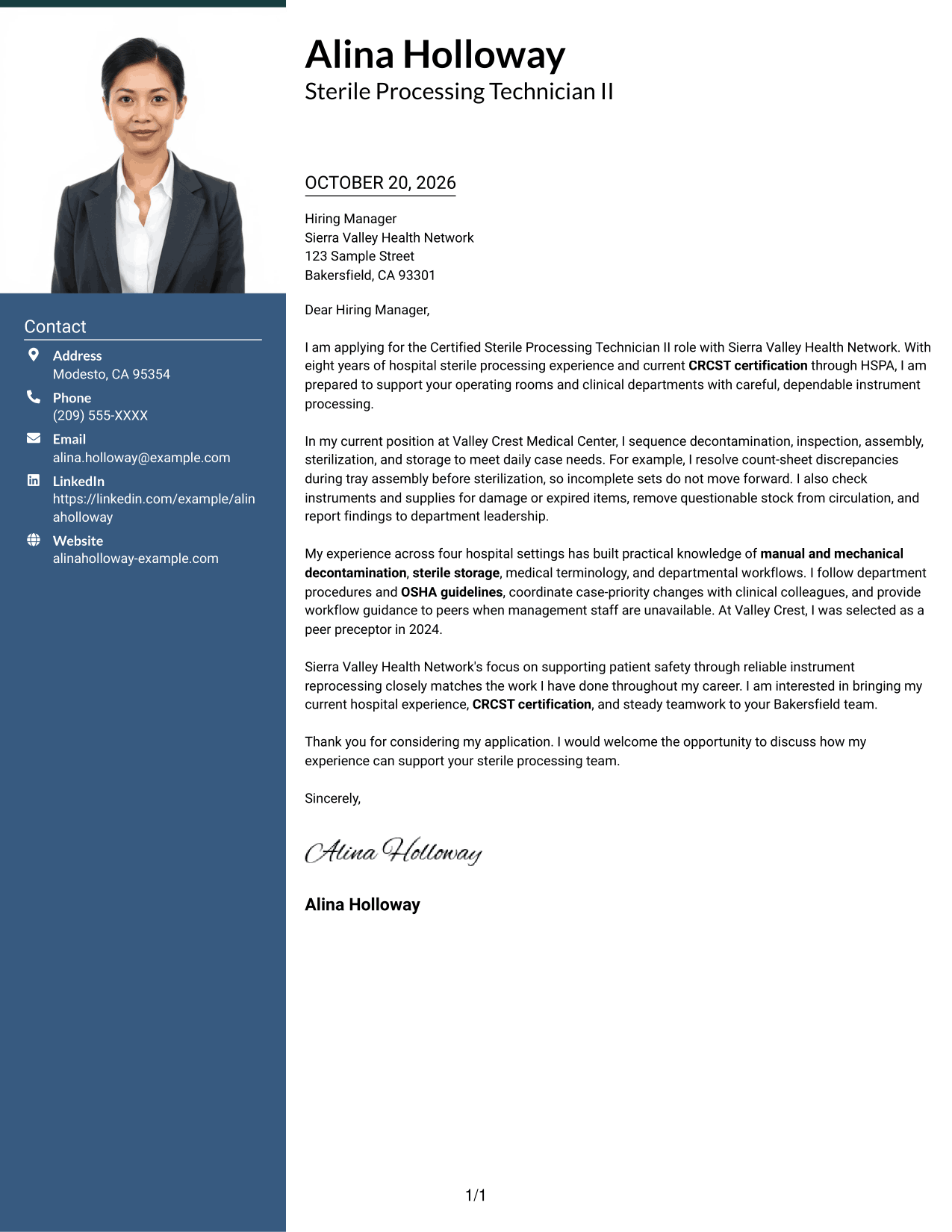 Cover letter example — page 1