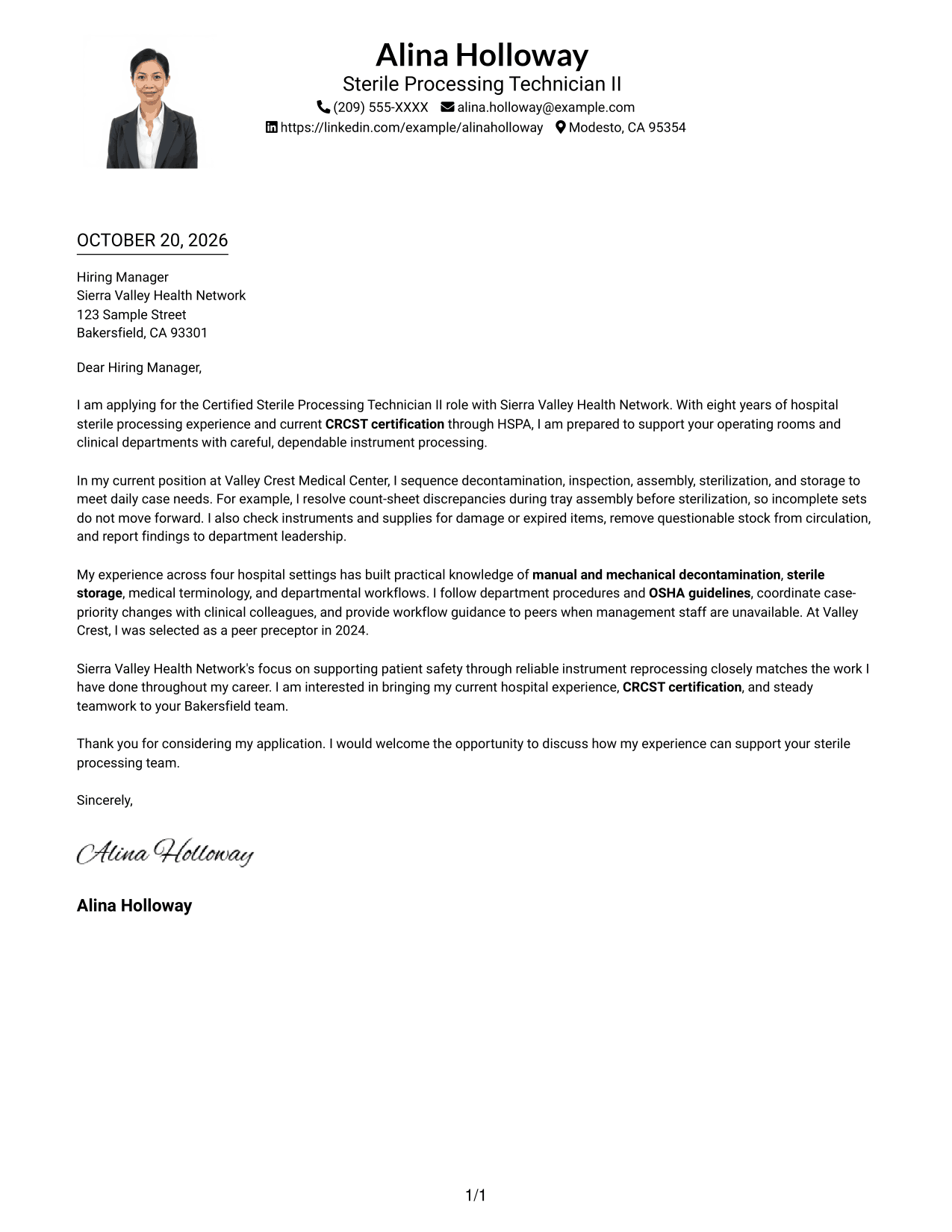 Cover letter example — page 1