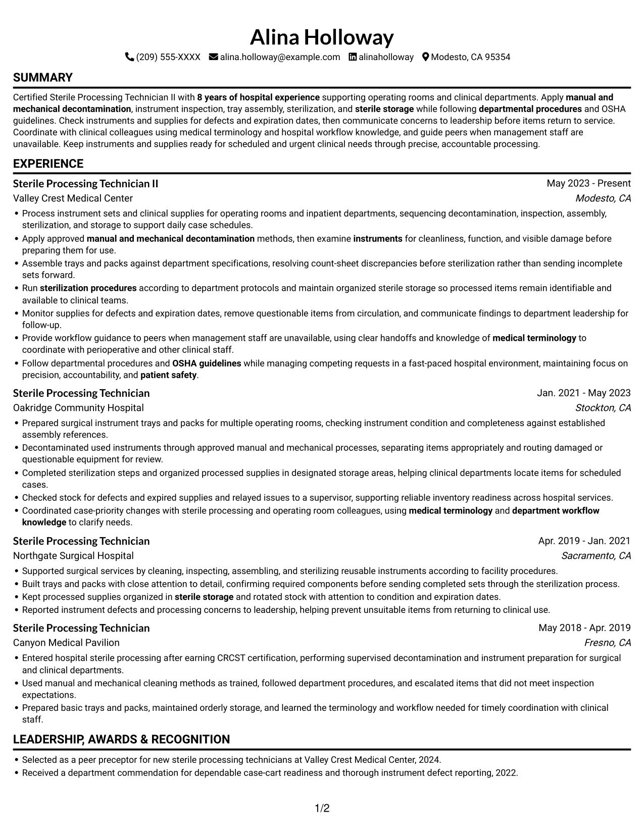 Resume example — page 1