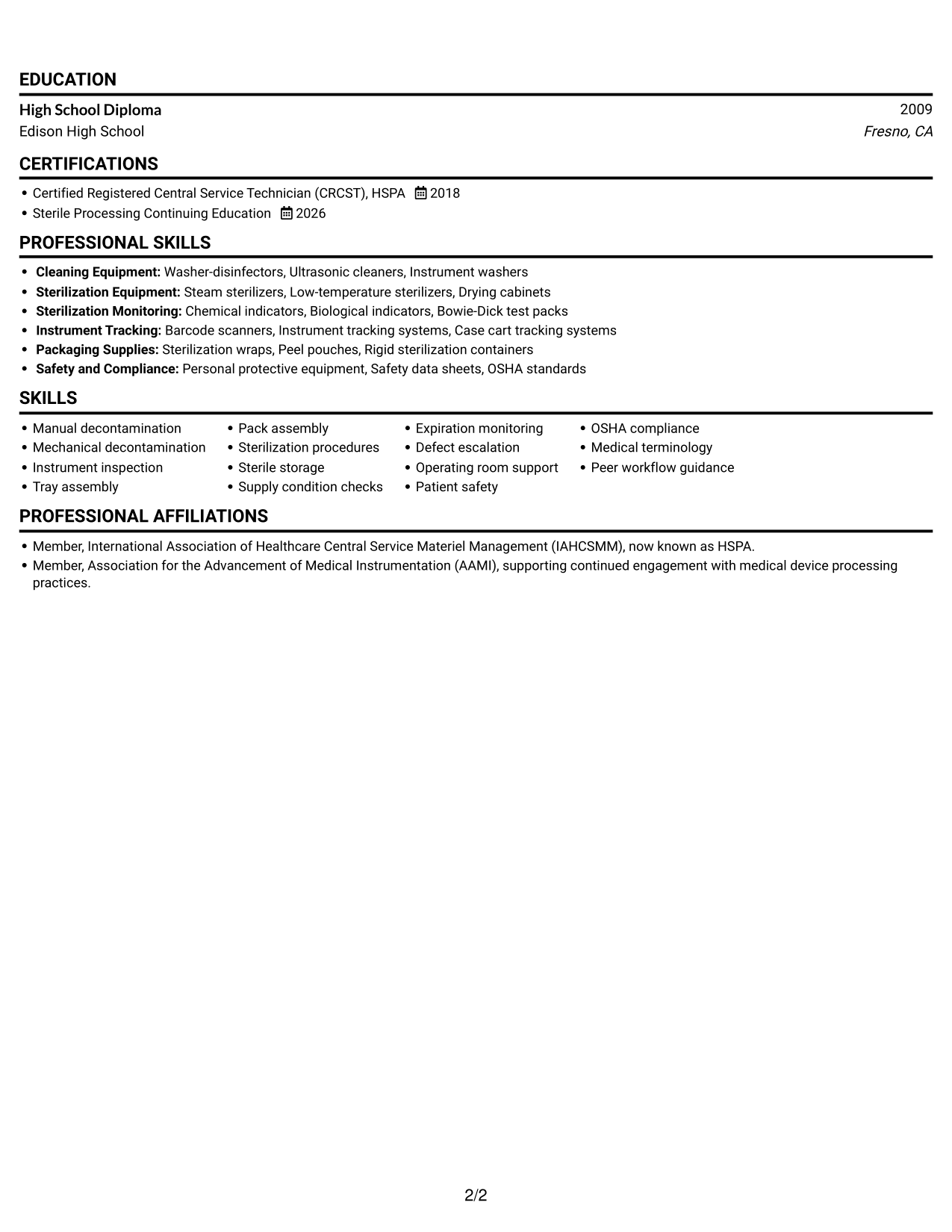Resume example — page 2