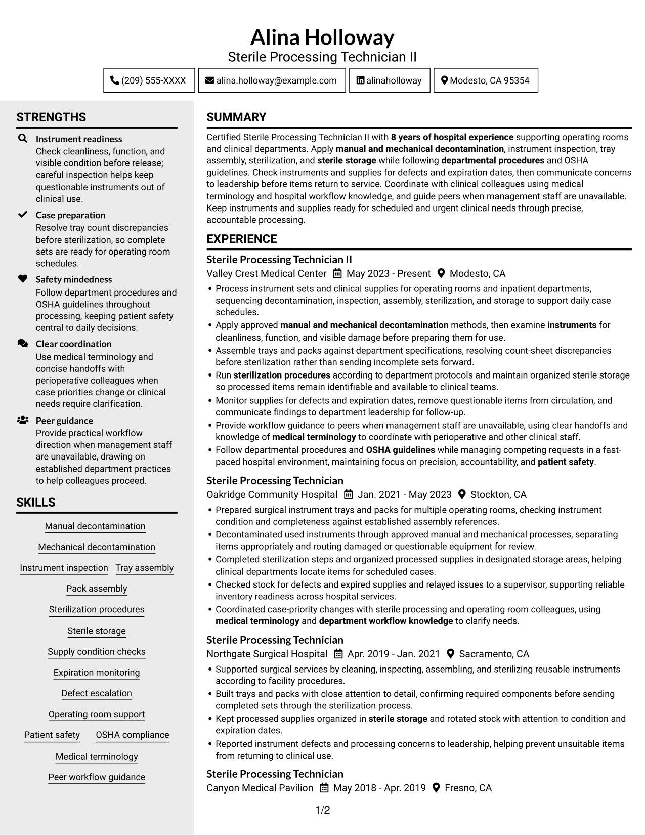 Resume example — page 1