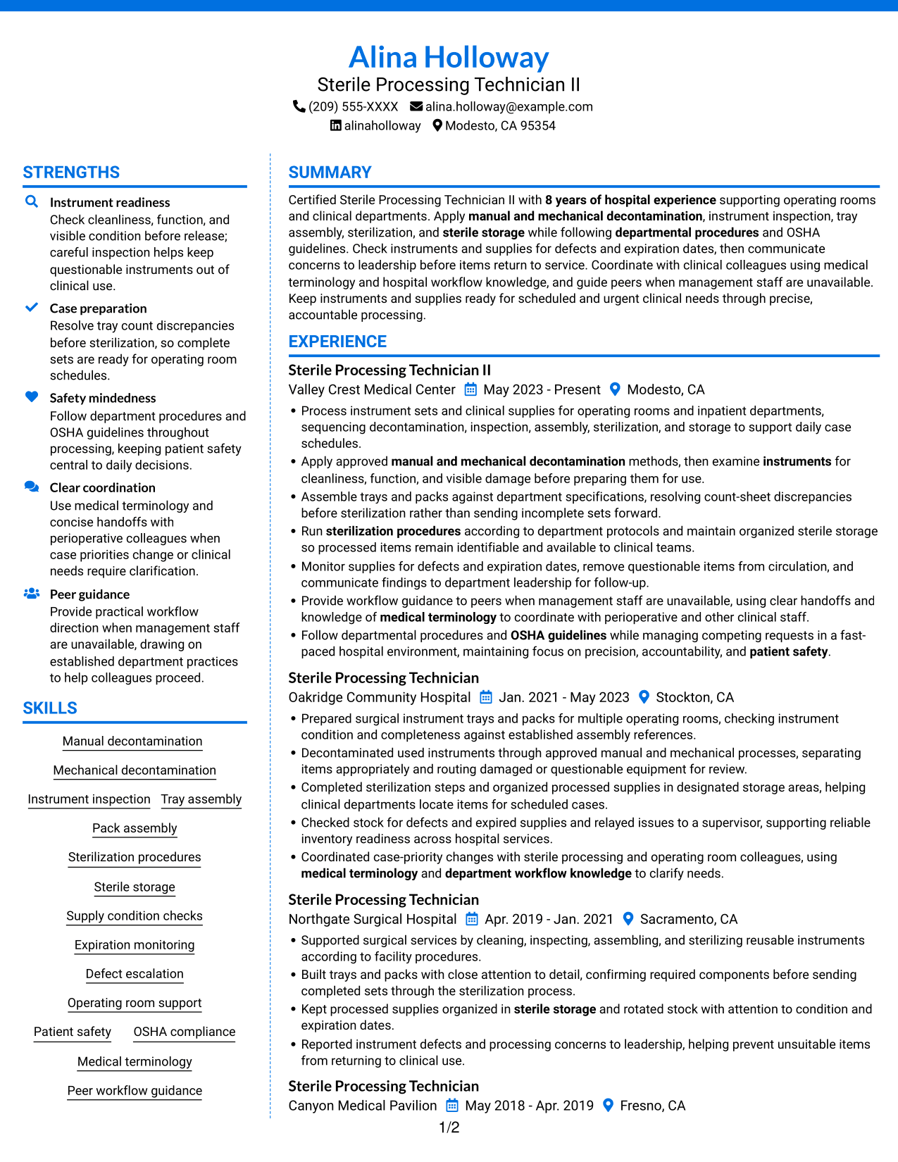 Resume example — page 1