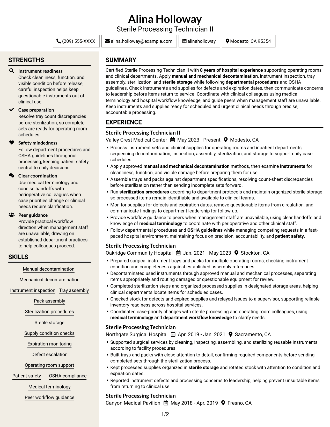 Resume example — page 1