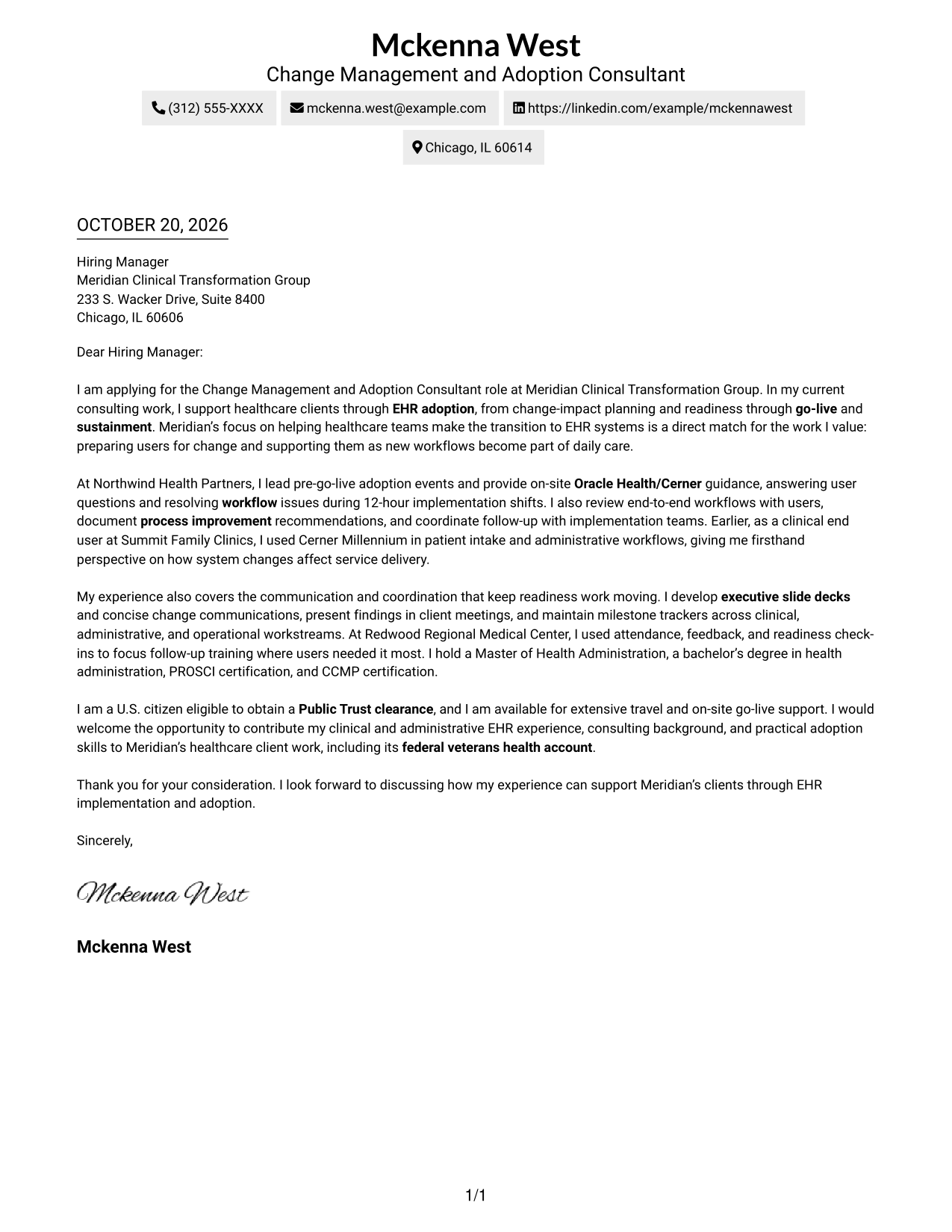 Cover letter example — page 1