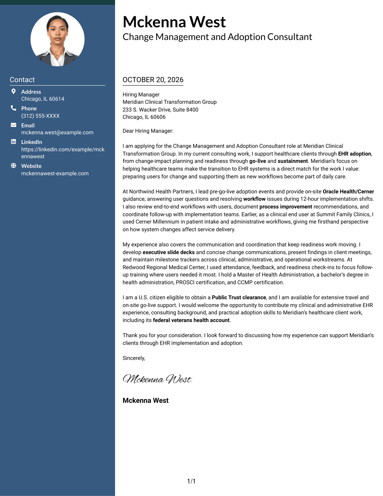 Cover letter example — page 1