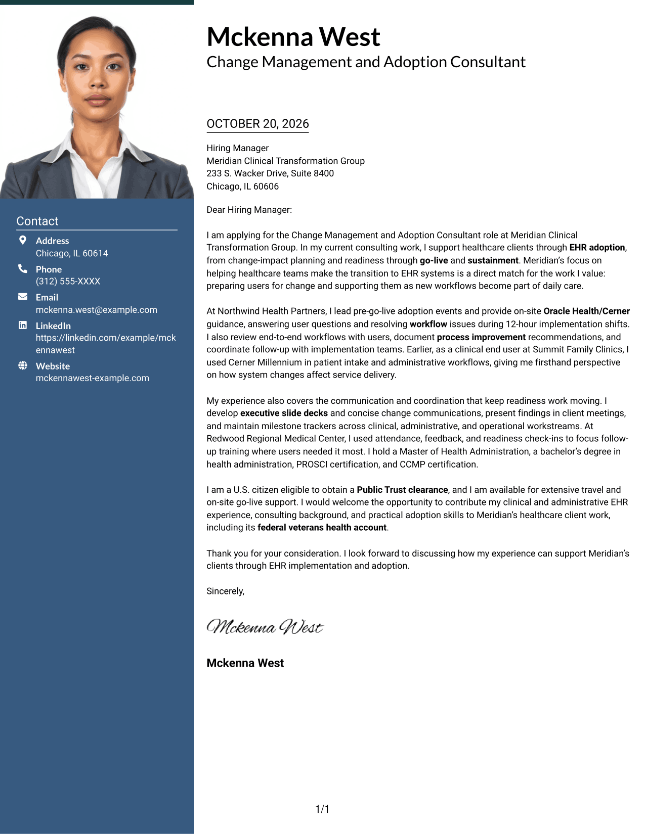Cover letter example — page 1