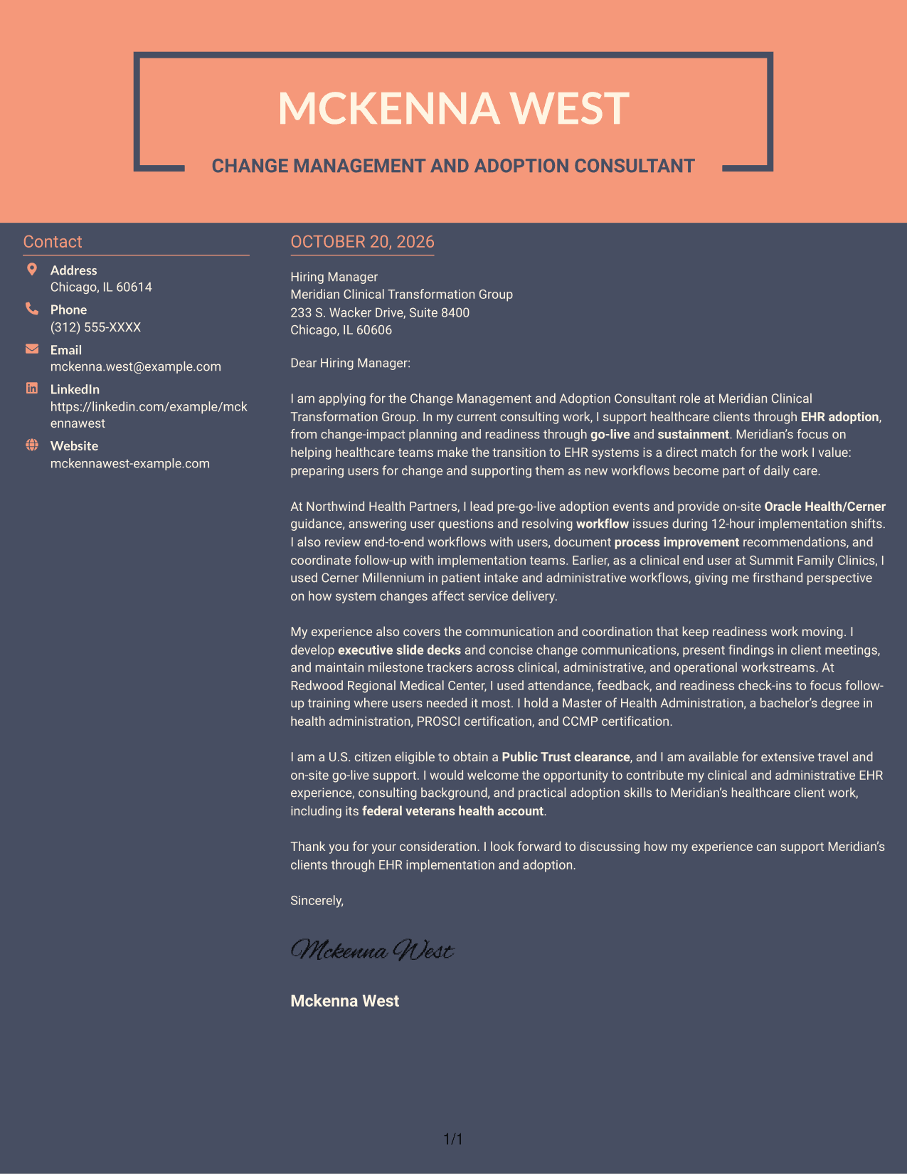 Cover letter example — page 1