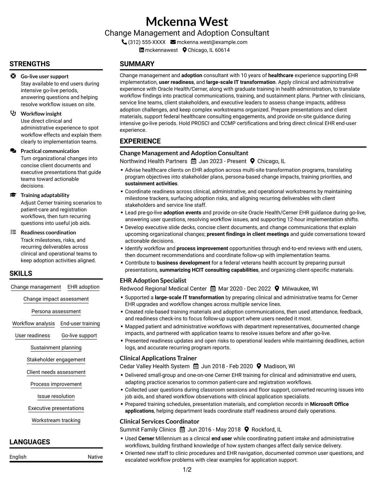 Resume example — page 1