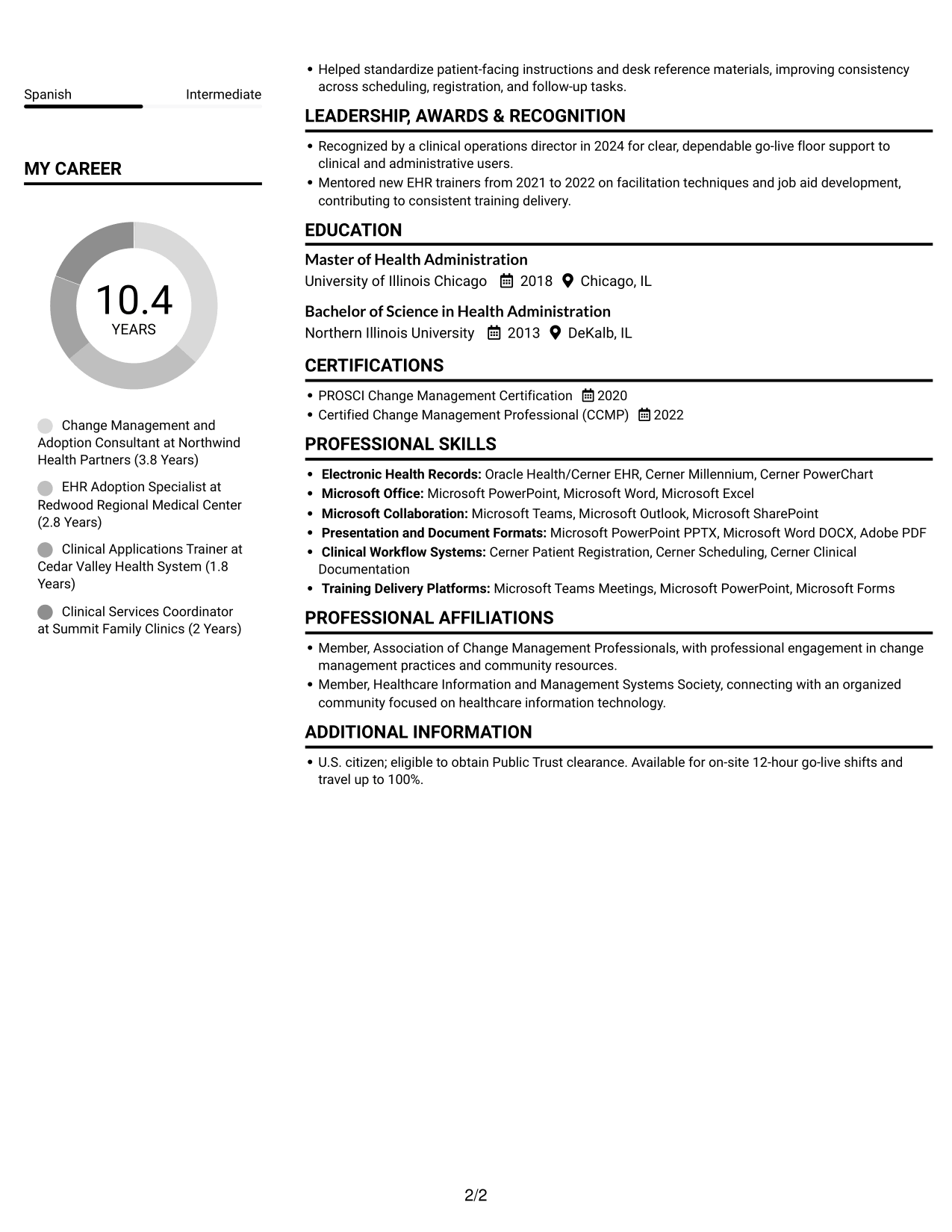 Resume example — page 2