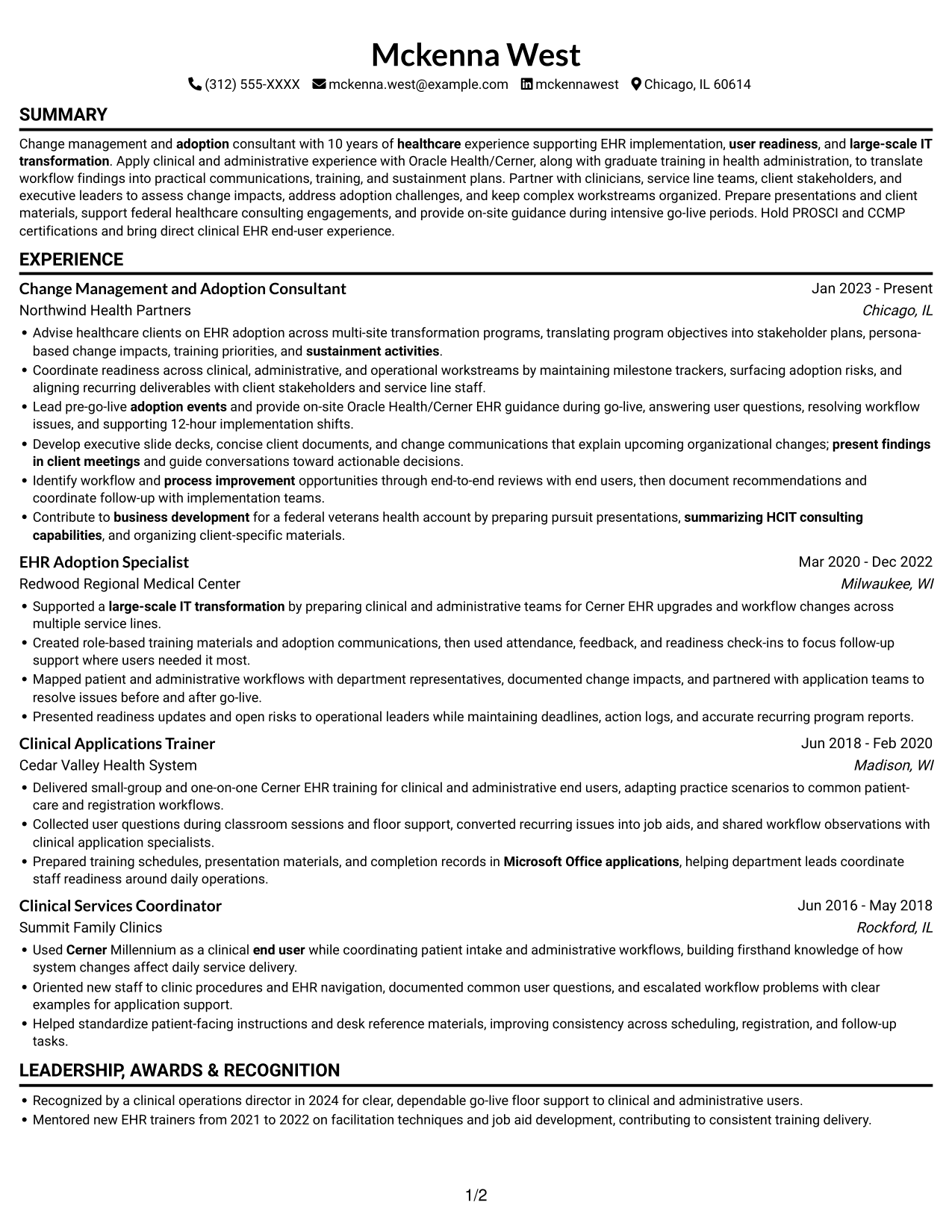 Resume example — page 1