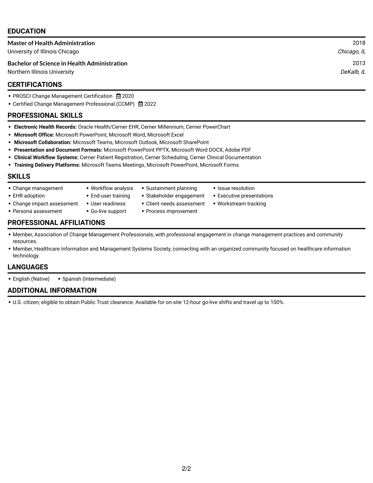 Resume example — page 2