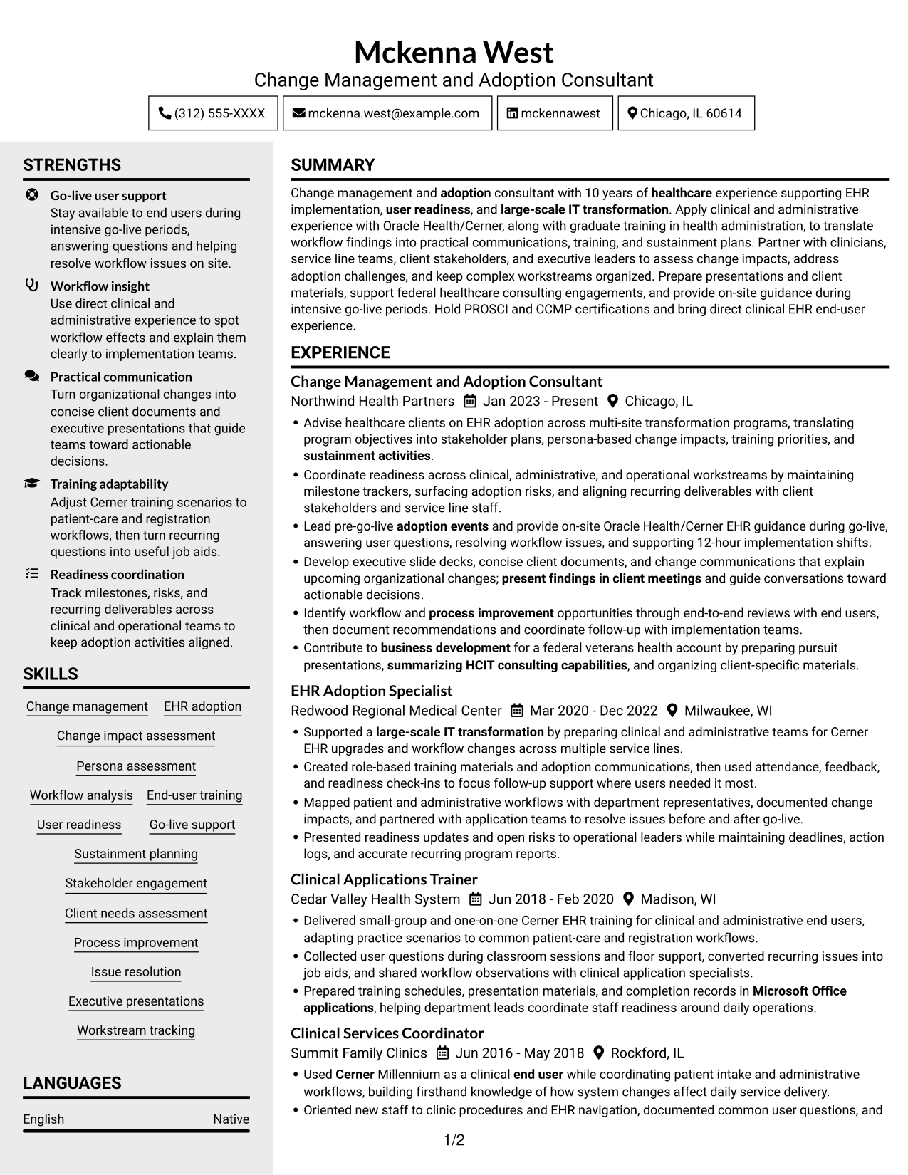 Resume example — page 1