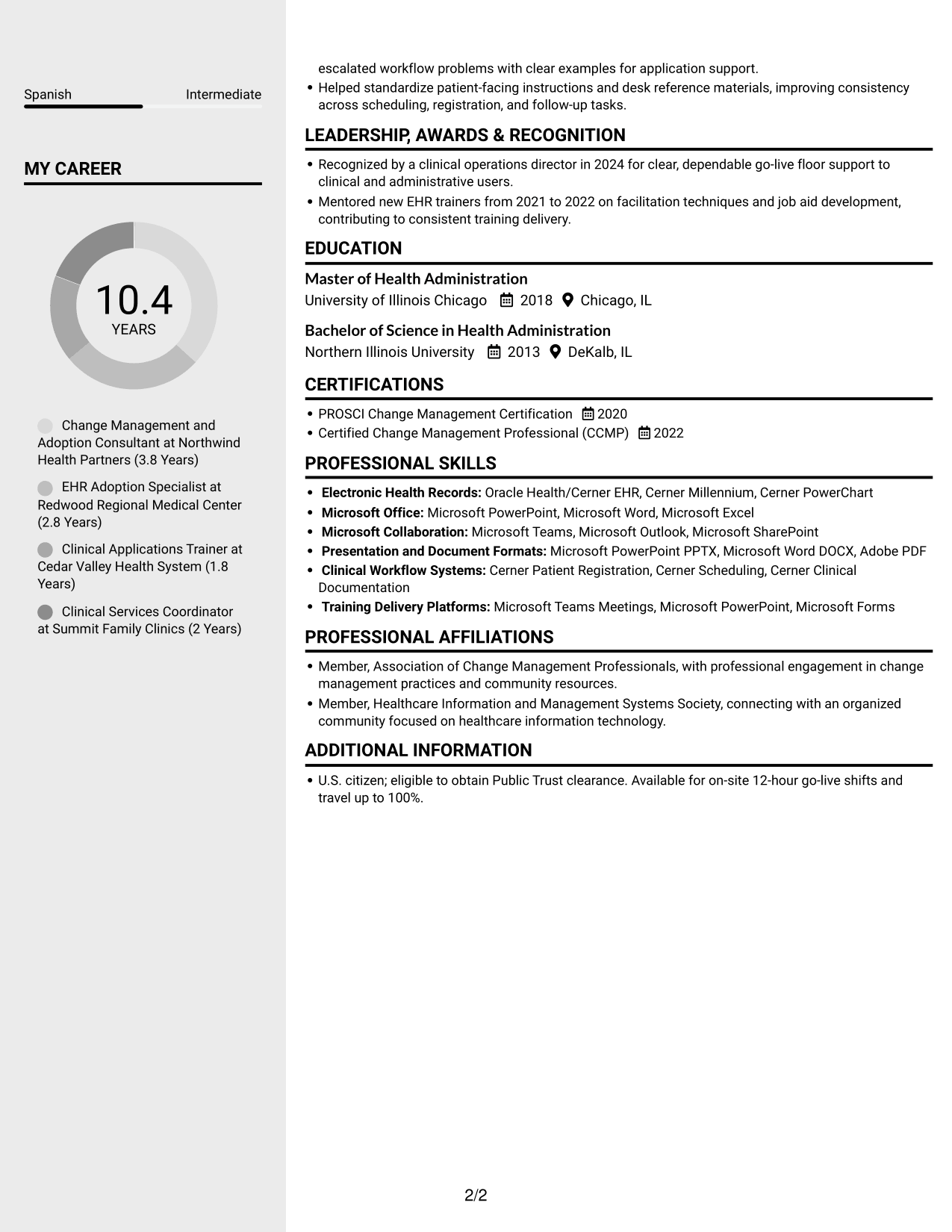 Resume example — page 2