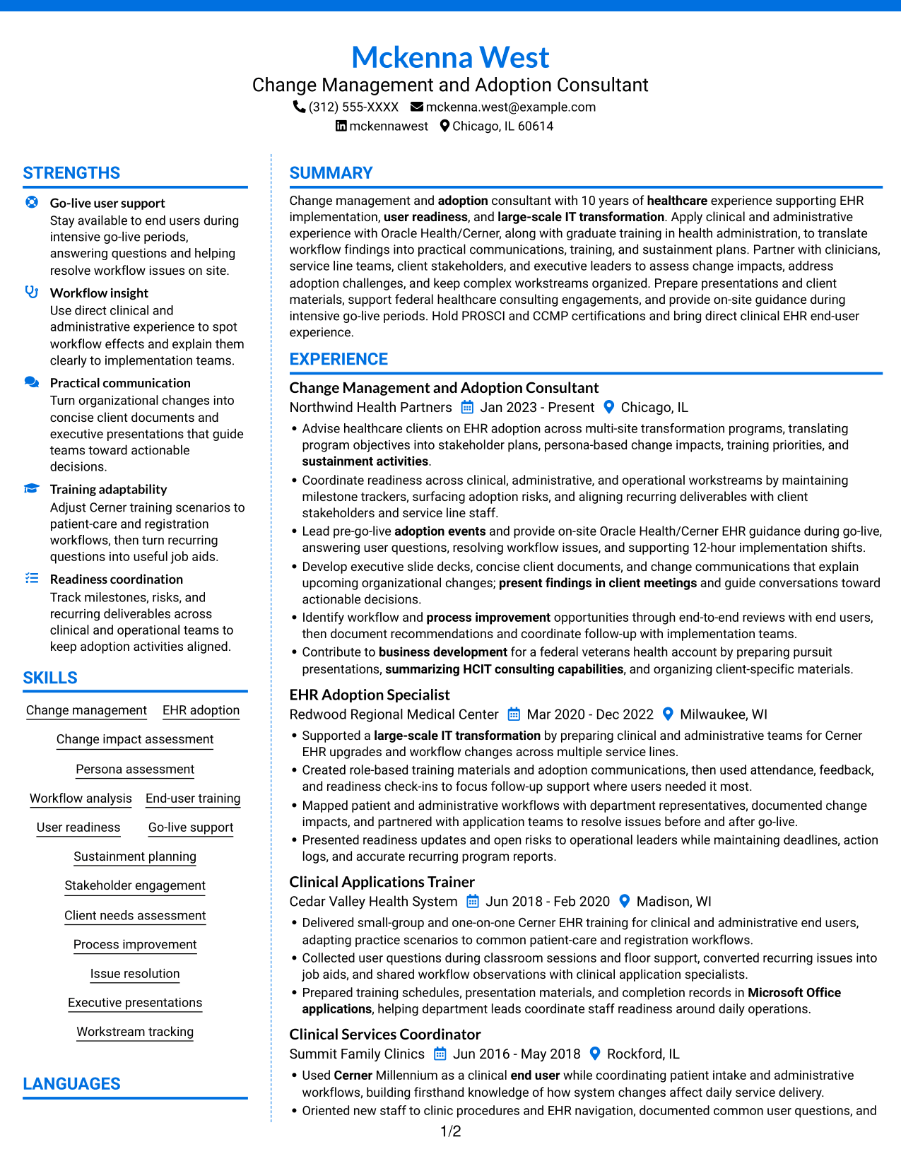 Resume example — page 1