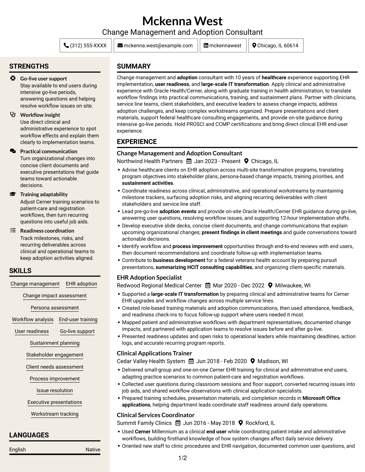 Resume example — page 1