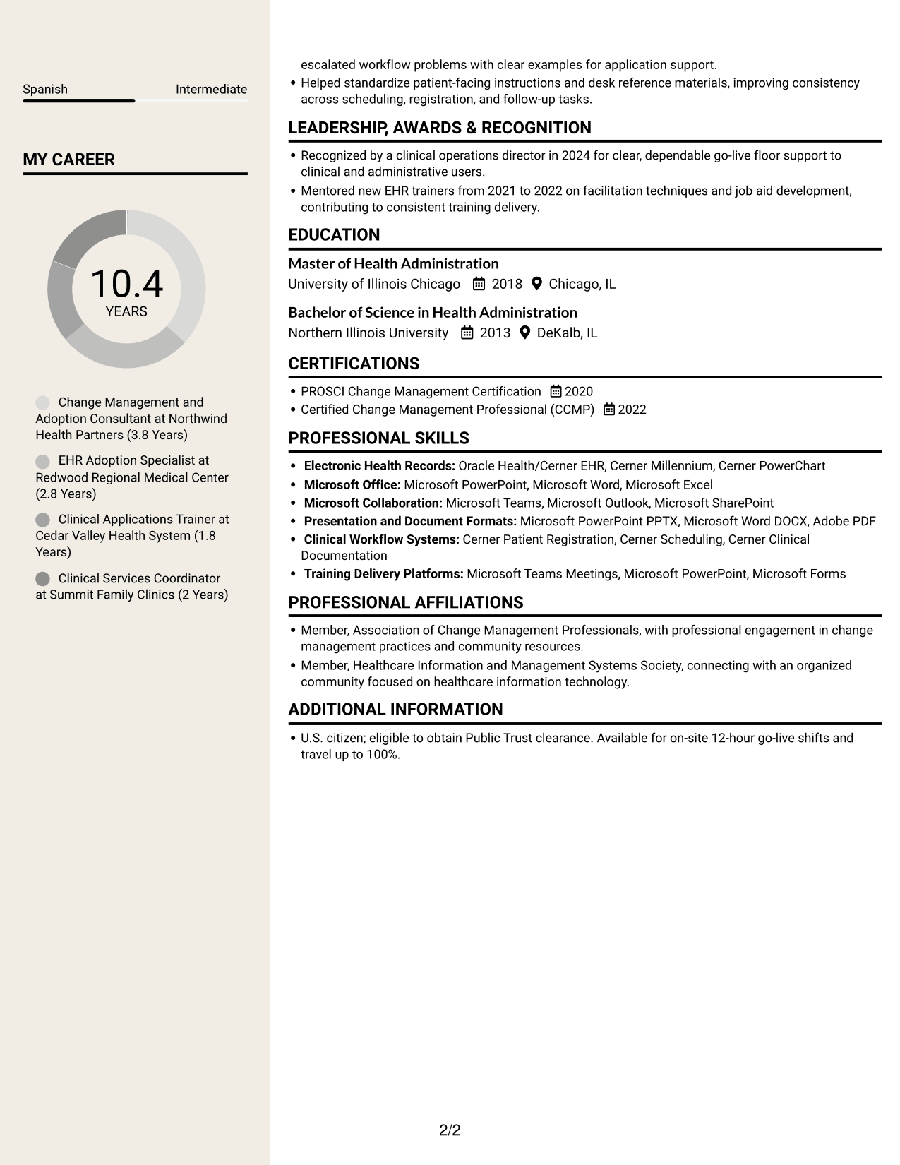 Resume example — page 2