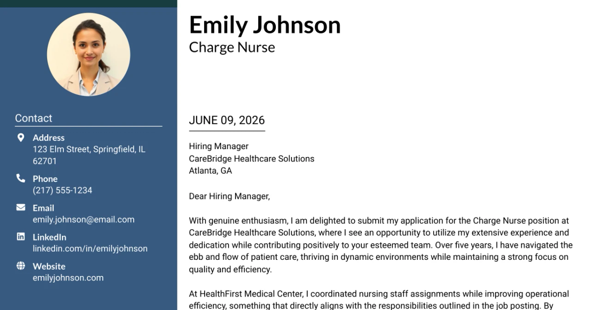 30+ Charge Nurse Cover Letter Templates with Example 2026