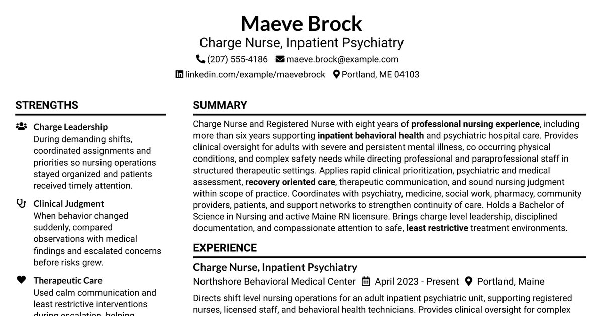 7 Charge Nurse - Hospital Nurse III Resume Templates with Example