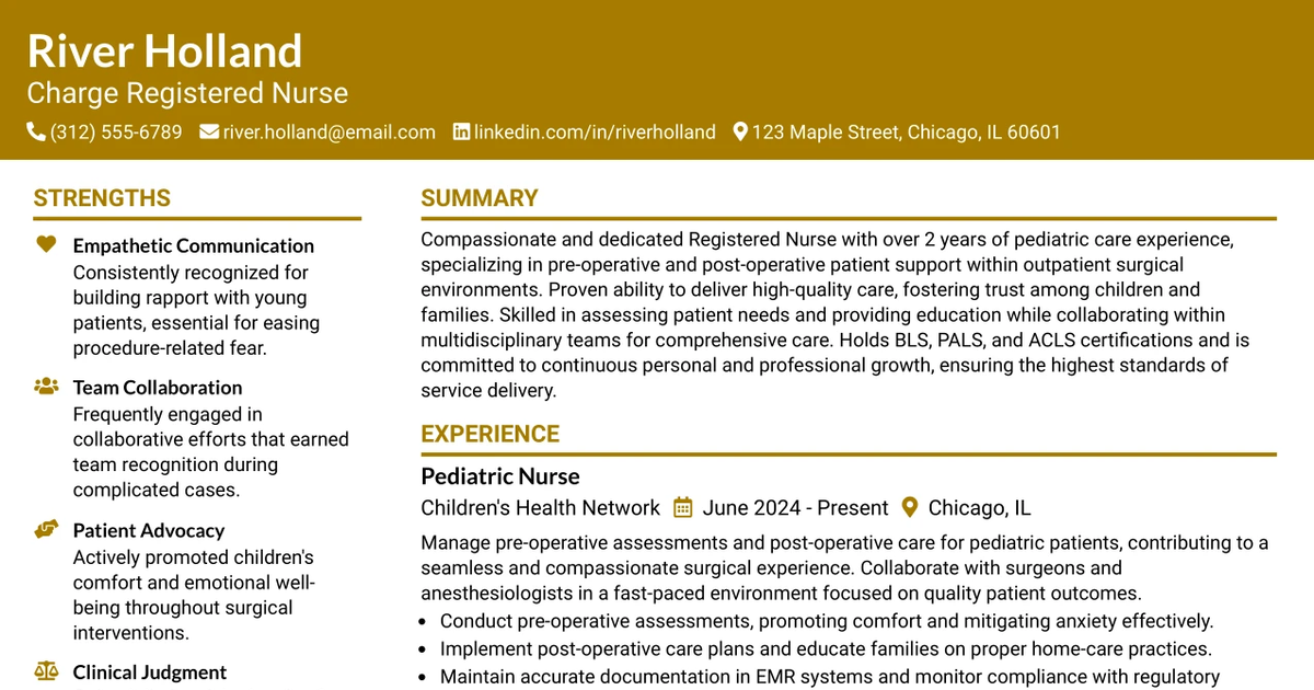 33 Charge Registered Nurse Resume Templates with Example 2026 (ATS-Optimized)