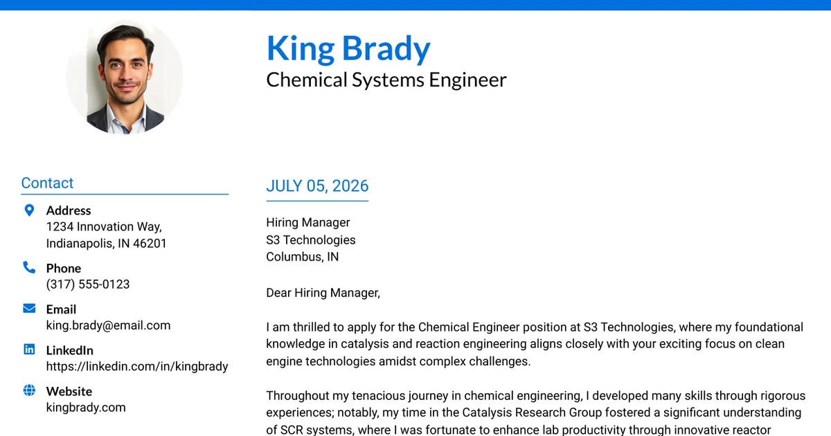 30+ Chemical Systems Engineer Cover Letter Templates with Example 2026