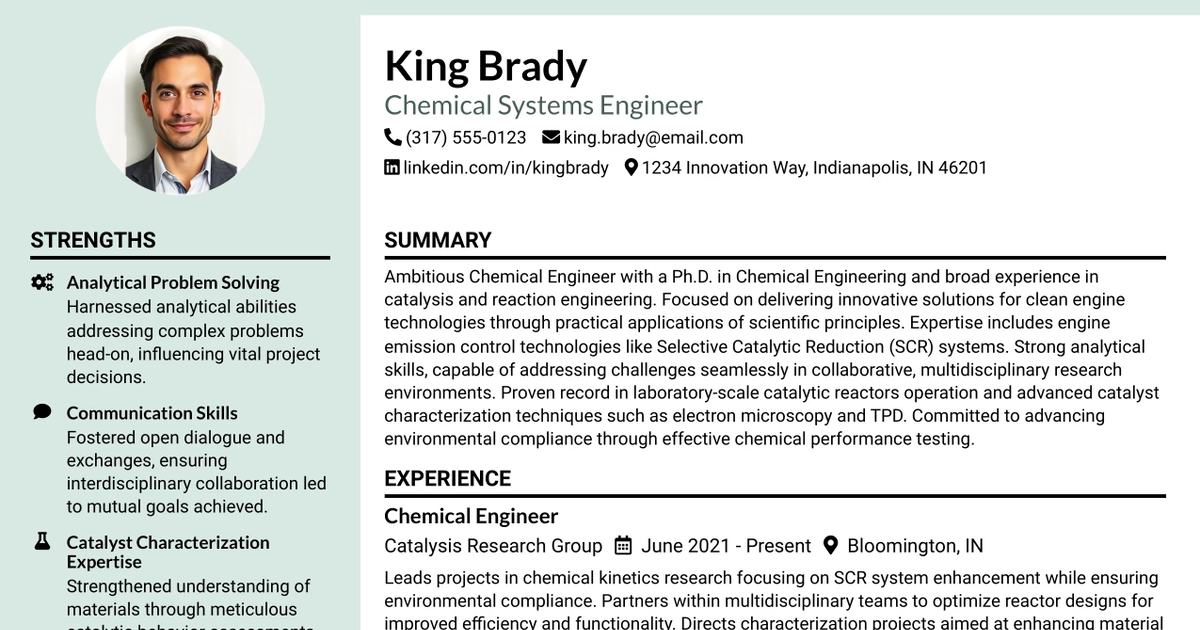 33 Chemical Systems Engineer Resume Templates with Example 2026 (ATS-Optimized)
