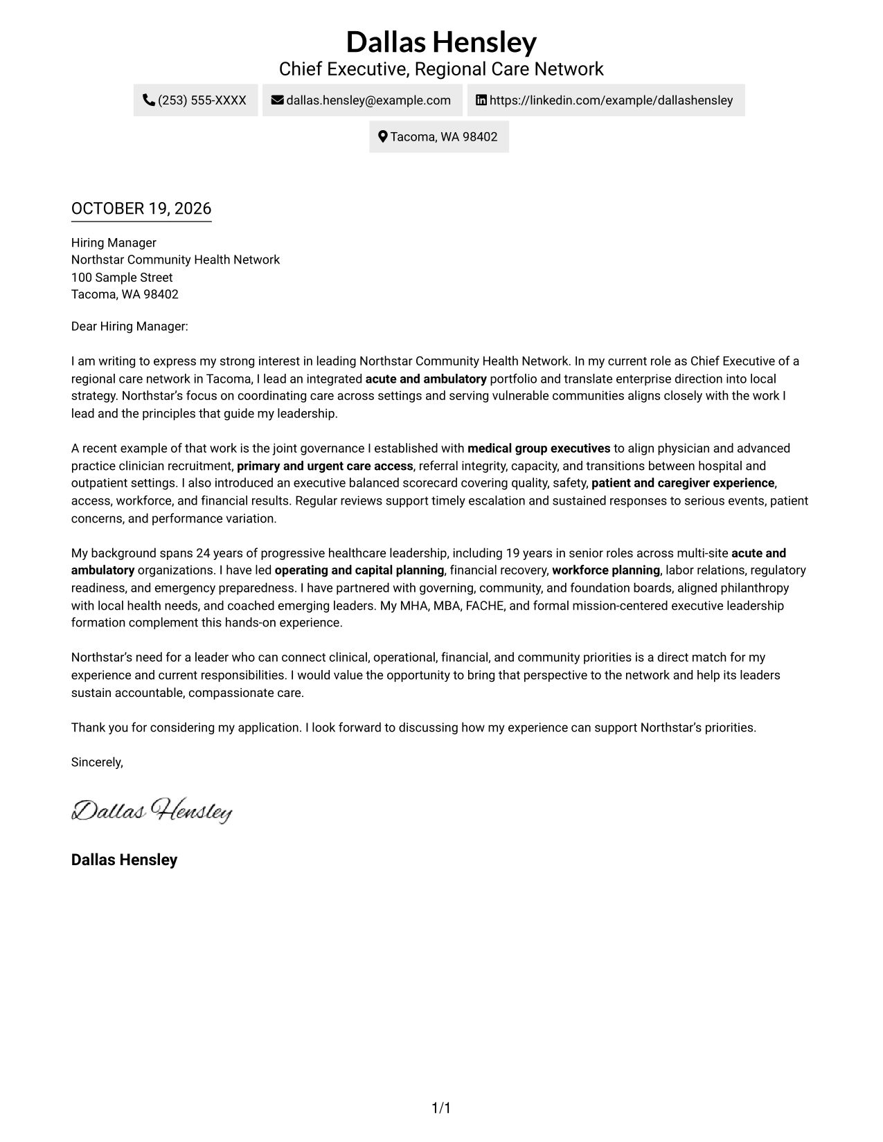 Cover letter example — page 1