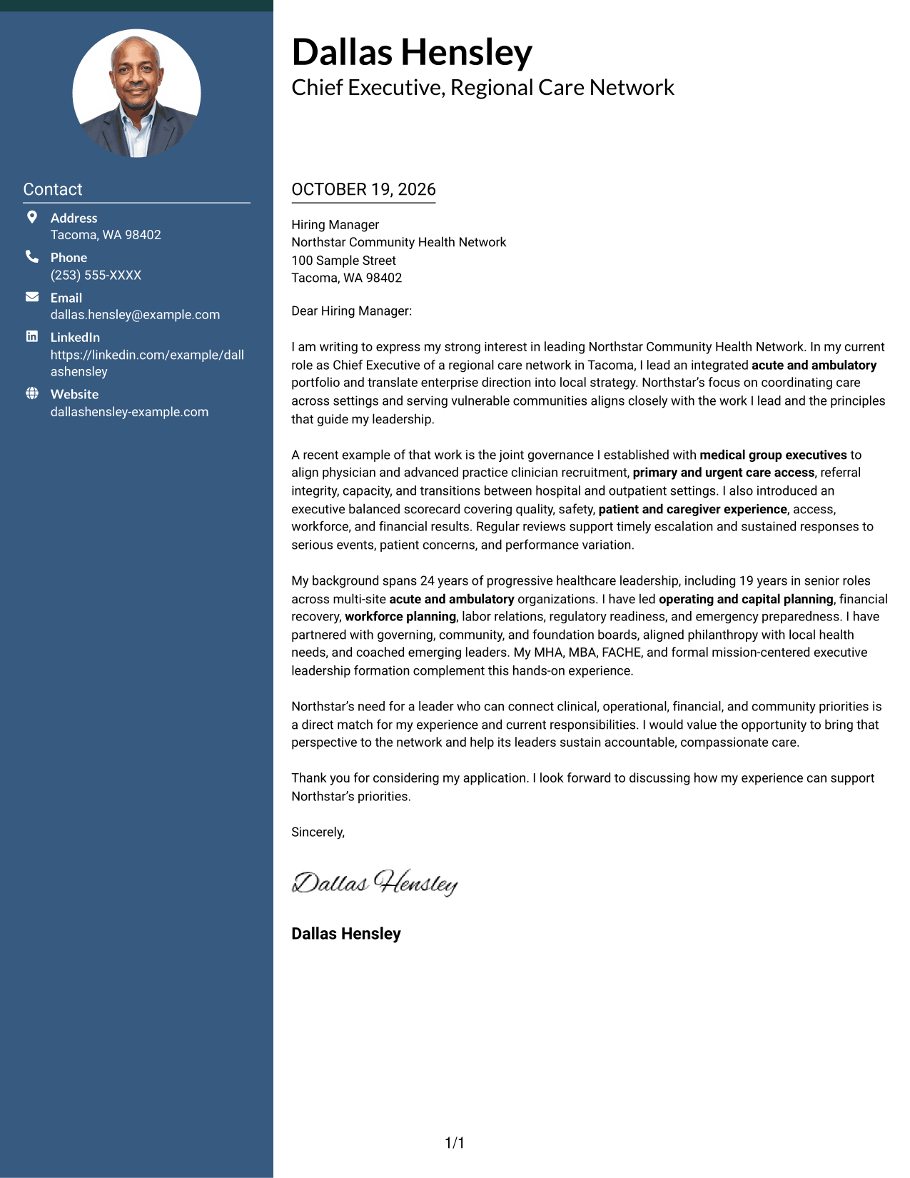 Cover letter example — page 1