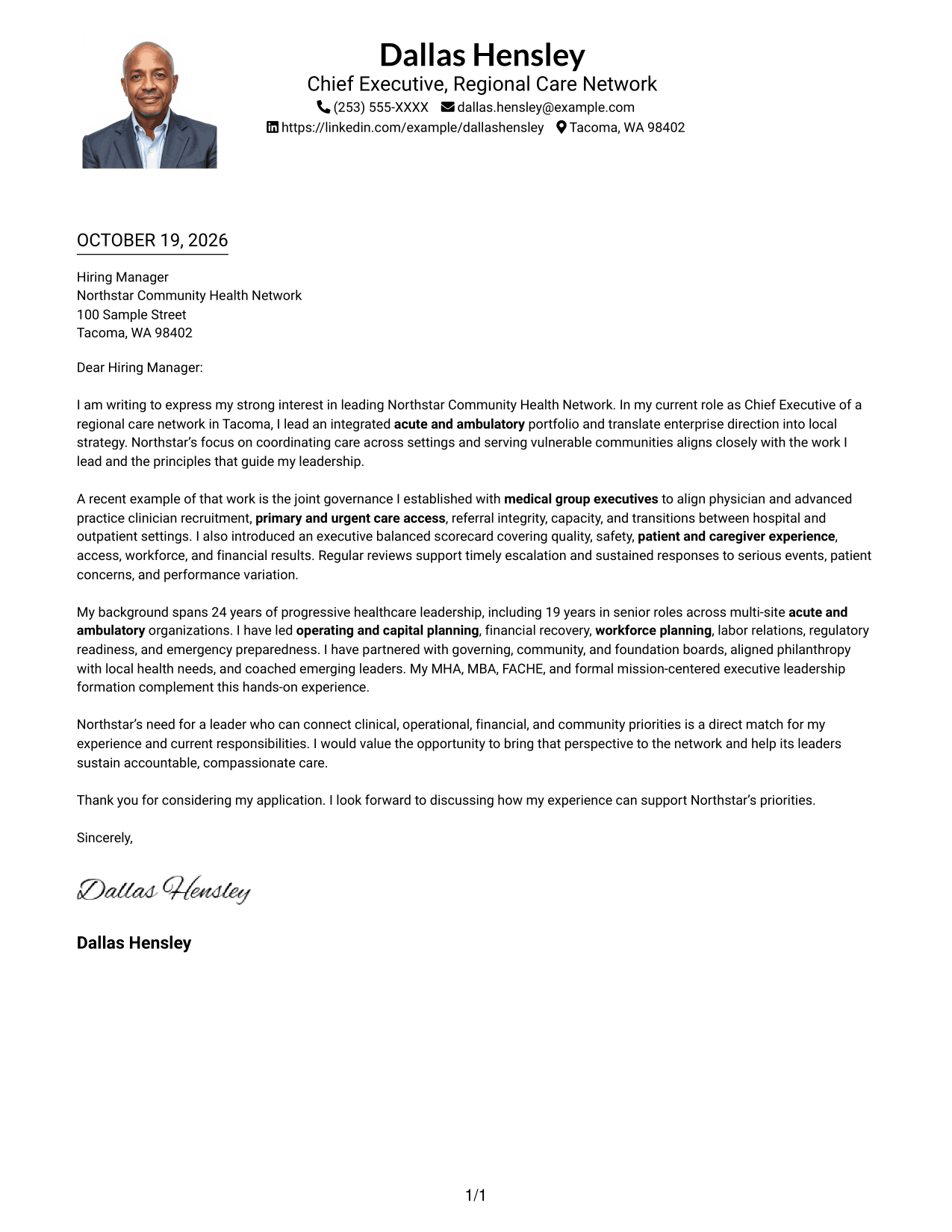 Cover letter example — page 1