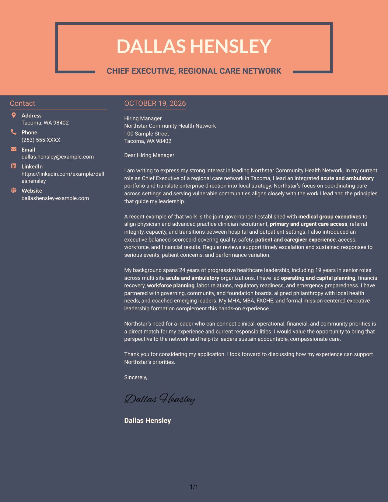 Cover letter example — page 1